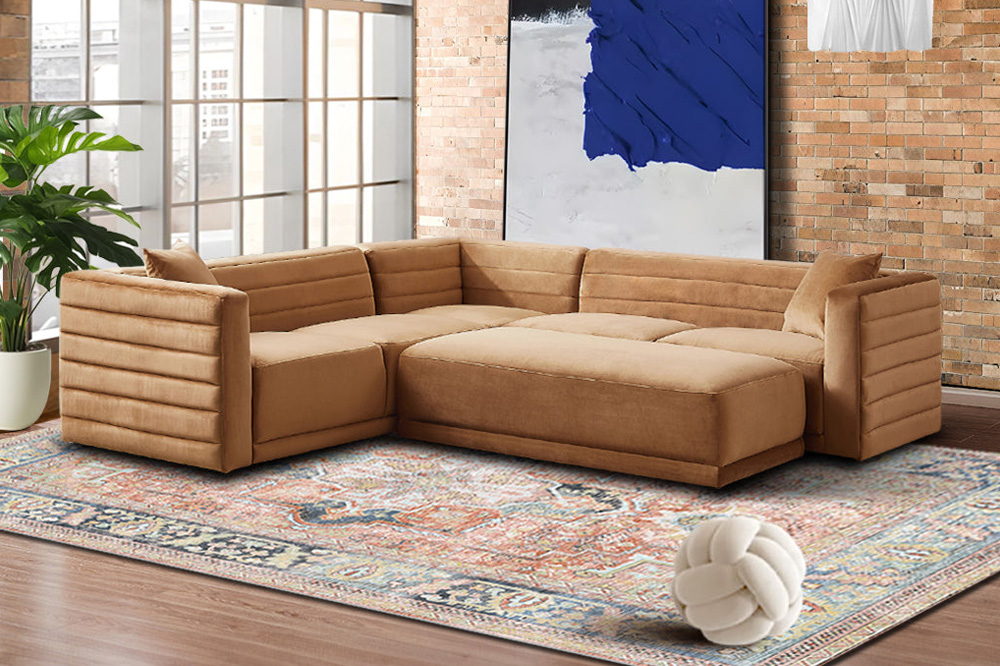 Ashcroft Solo Modular Corner Sectional Sofa - Cognac