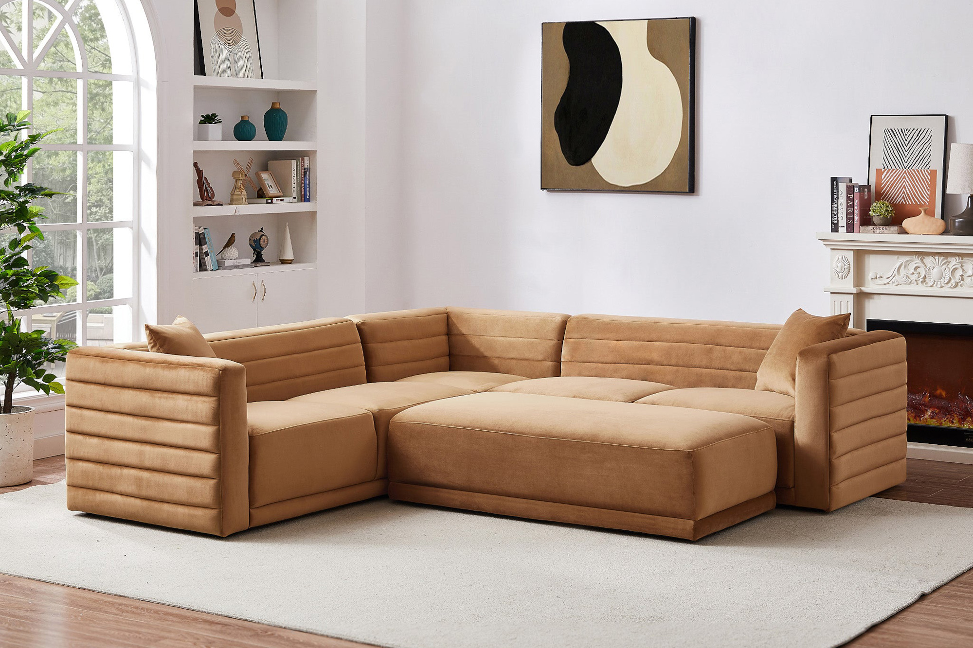 Ashcroft Solo Modular Corner Sectional Sofa - Cognac