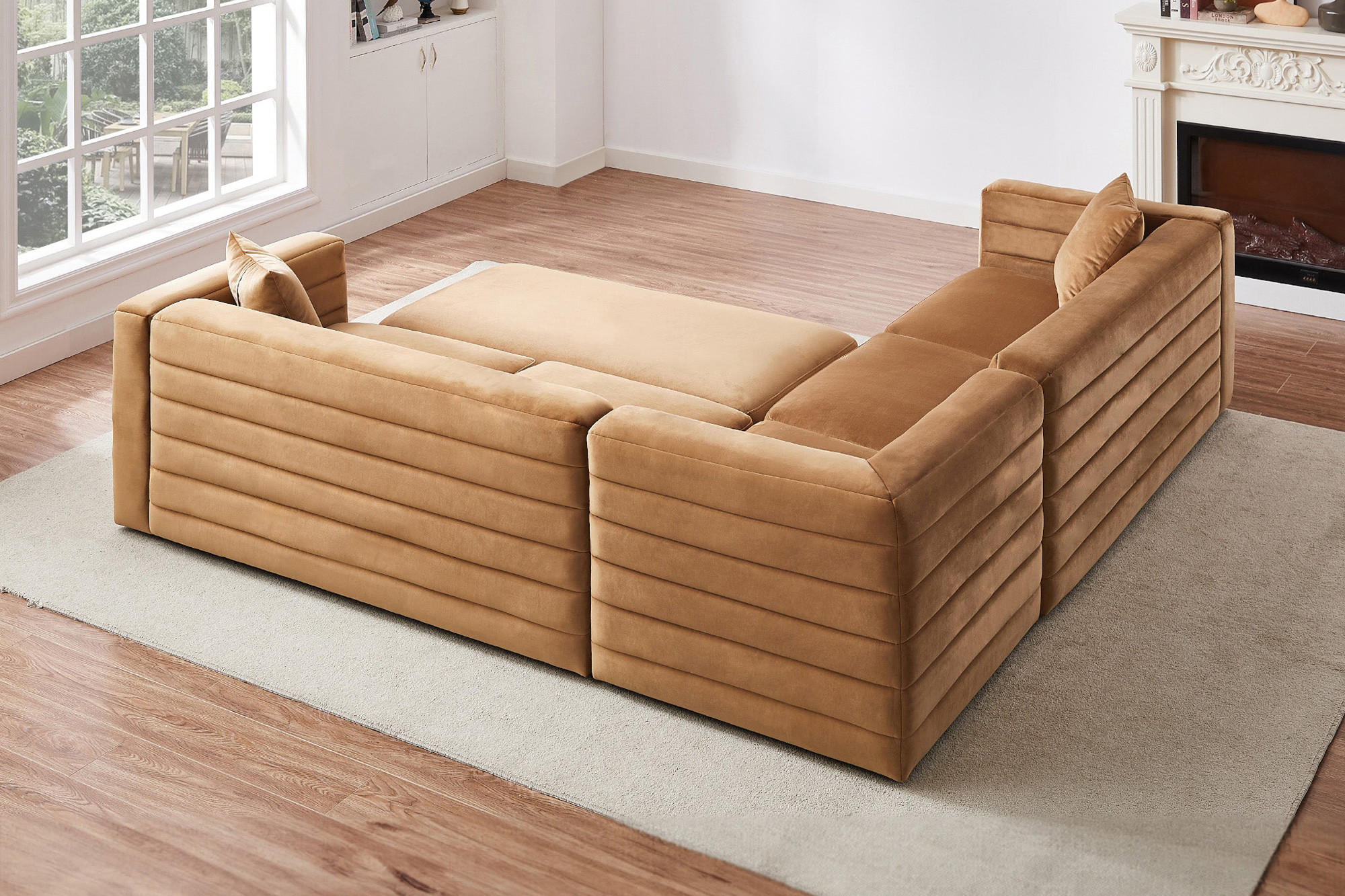 Ashcroft Solo Modular Corner Sectional Sofa - Cognac