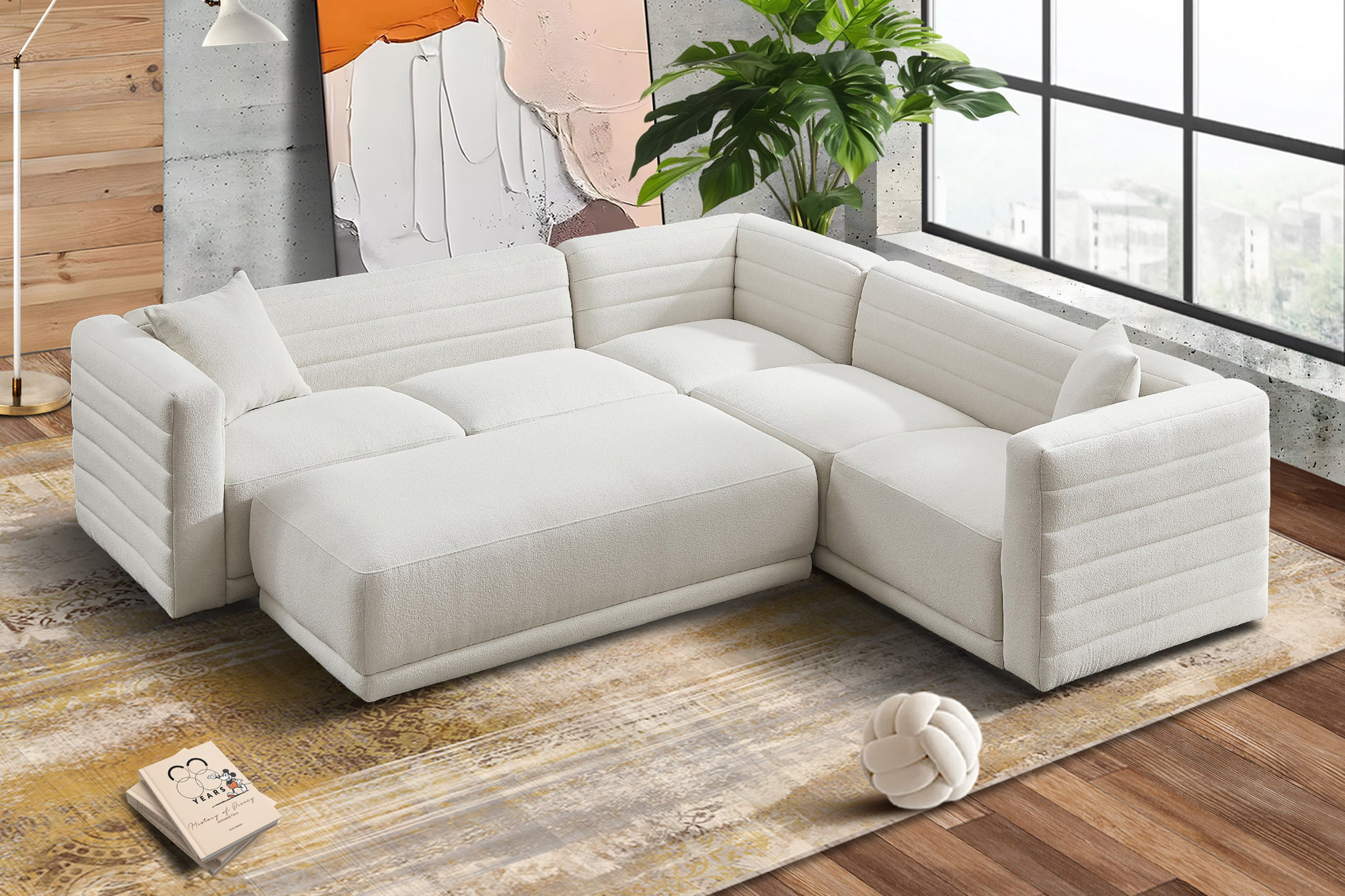 Ashcroft Solo Modular Corner Sectional Sofa - Cream