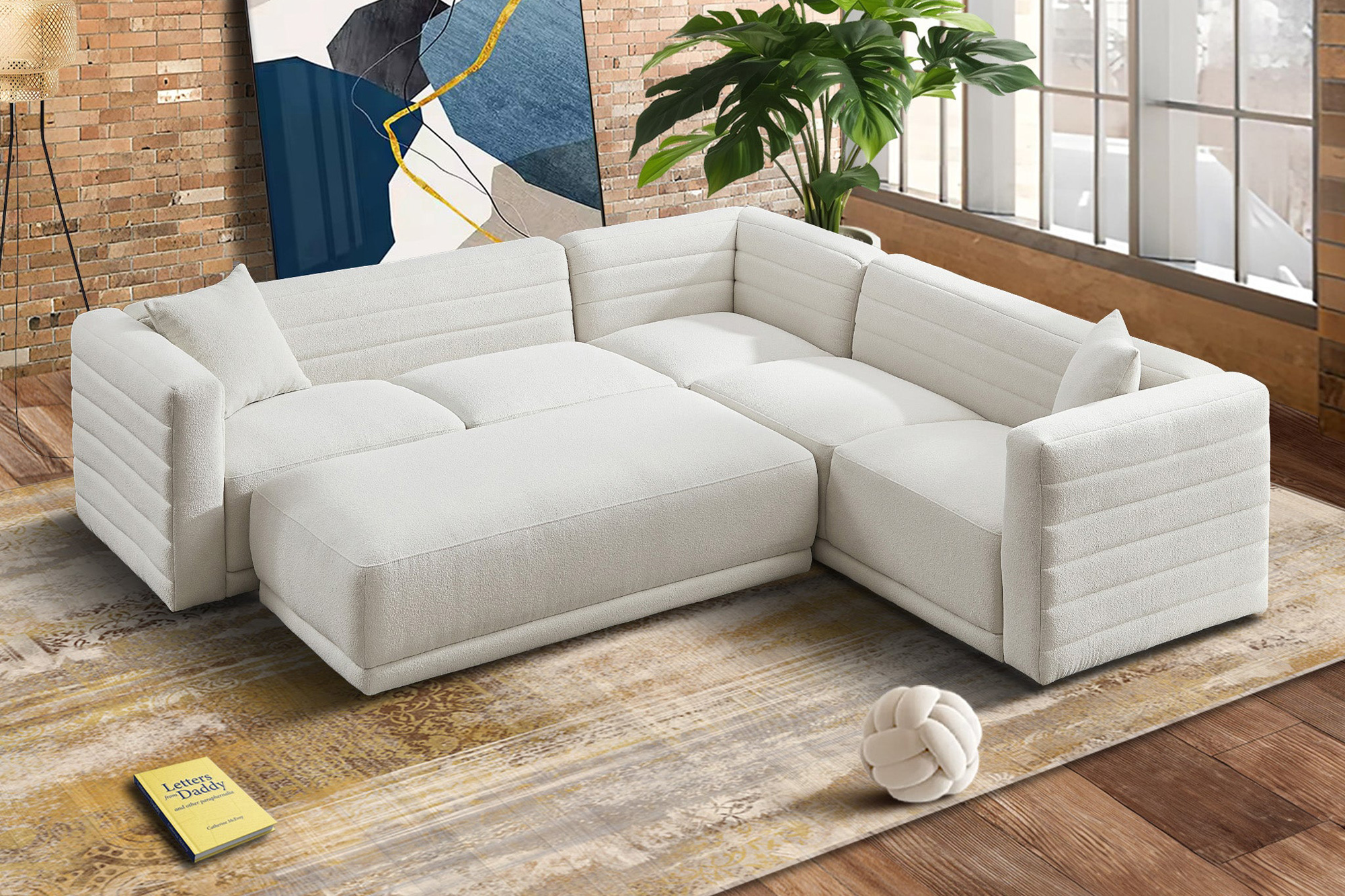 Ashcroft Solo Modular Corner Sectional Sofa - Cream