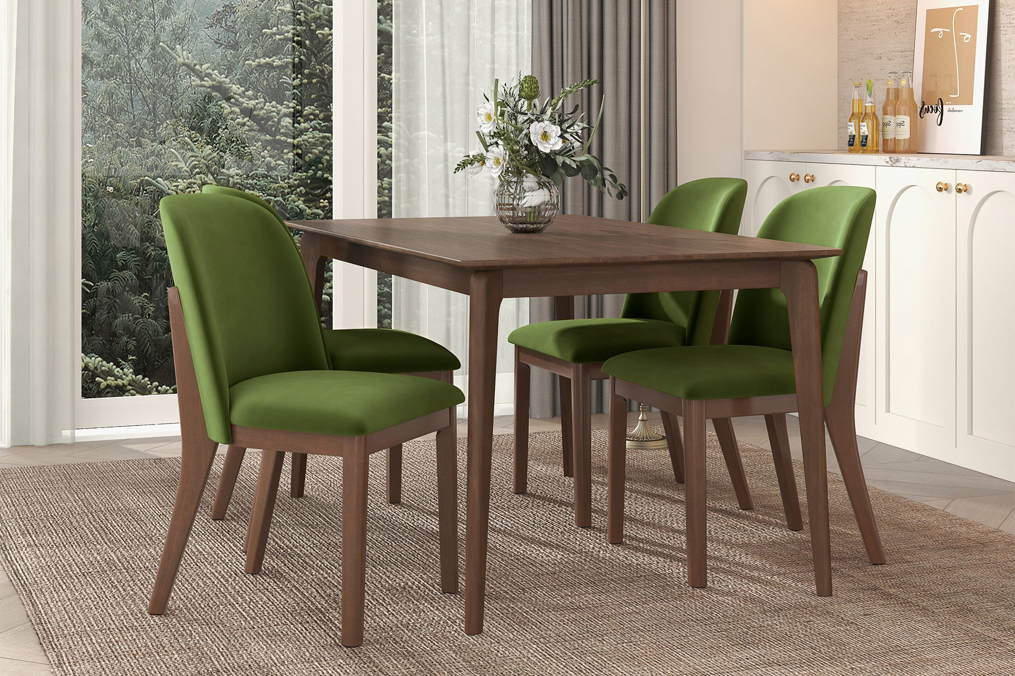 Ashcroft Kaitlyn Velvet Dining Chair (Set Of 2) - Green