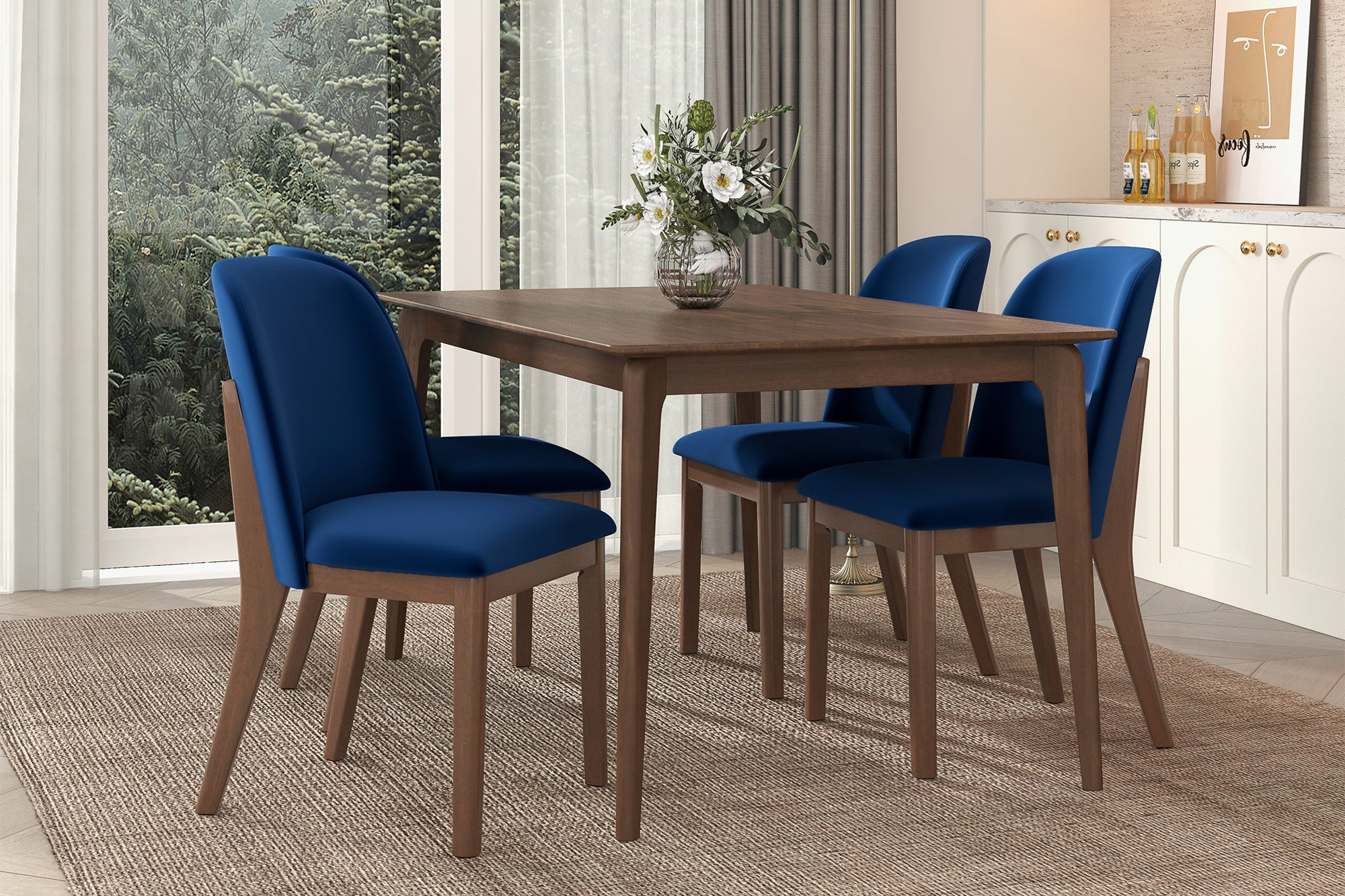 Ashcroft Kaitlyn Velvet Dining Chair (Set Of 2) - Navy Blue