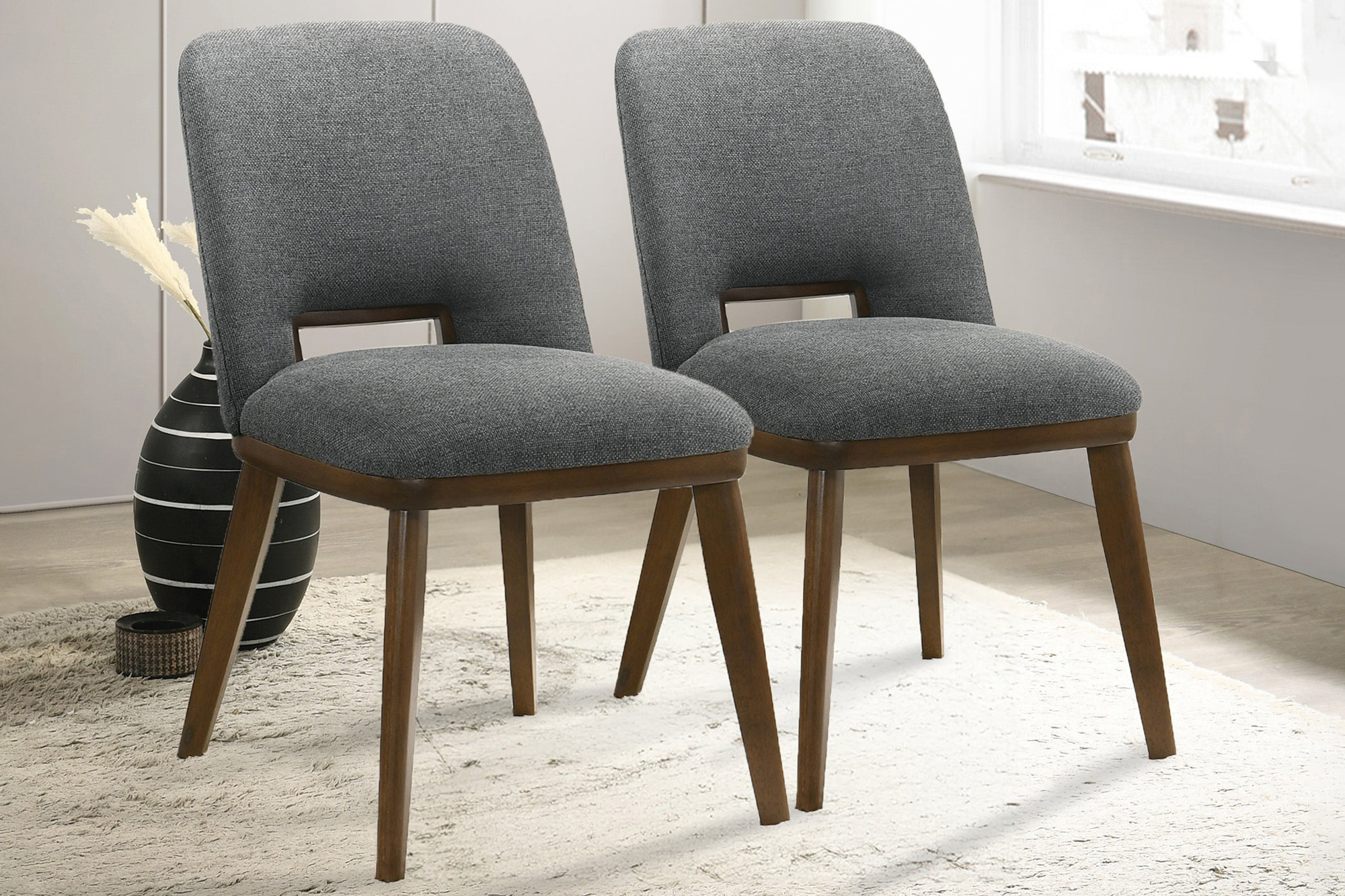 Ashcroft Blake Fabric Dining Chair (Set Of 2) - Dark Gray