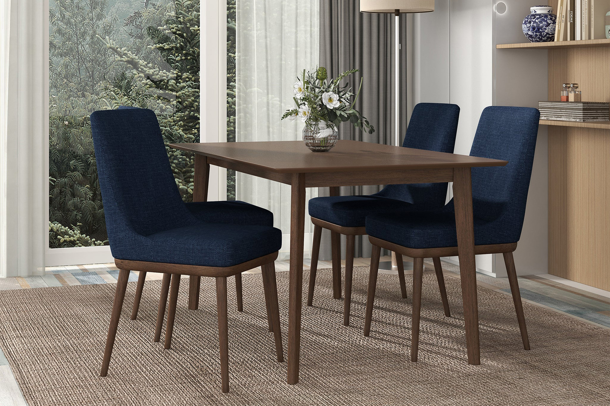 Ashcroft Kate Fabric Dining Chair (Set Of 2) - Dark Blue