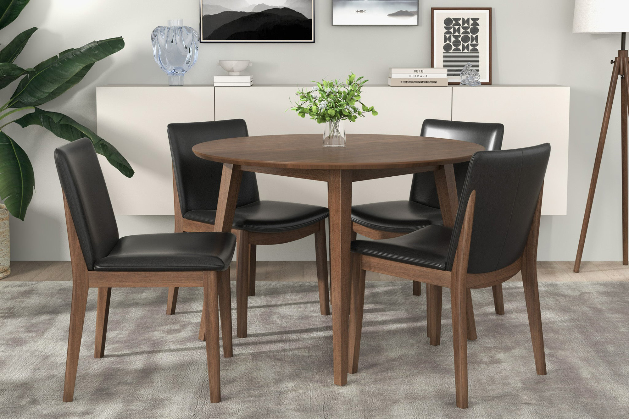 Ashcroft Laura PU Upholstered Solid Wood Dining Chair (Set Of 2) - Black