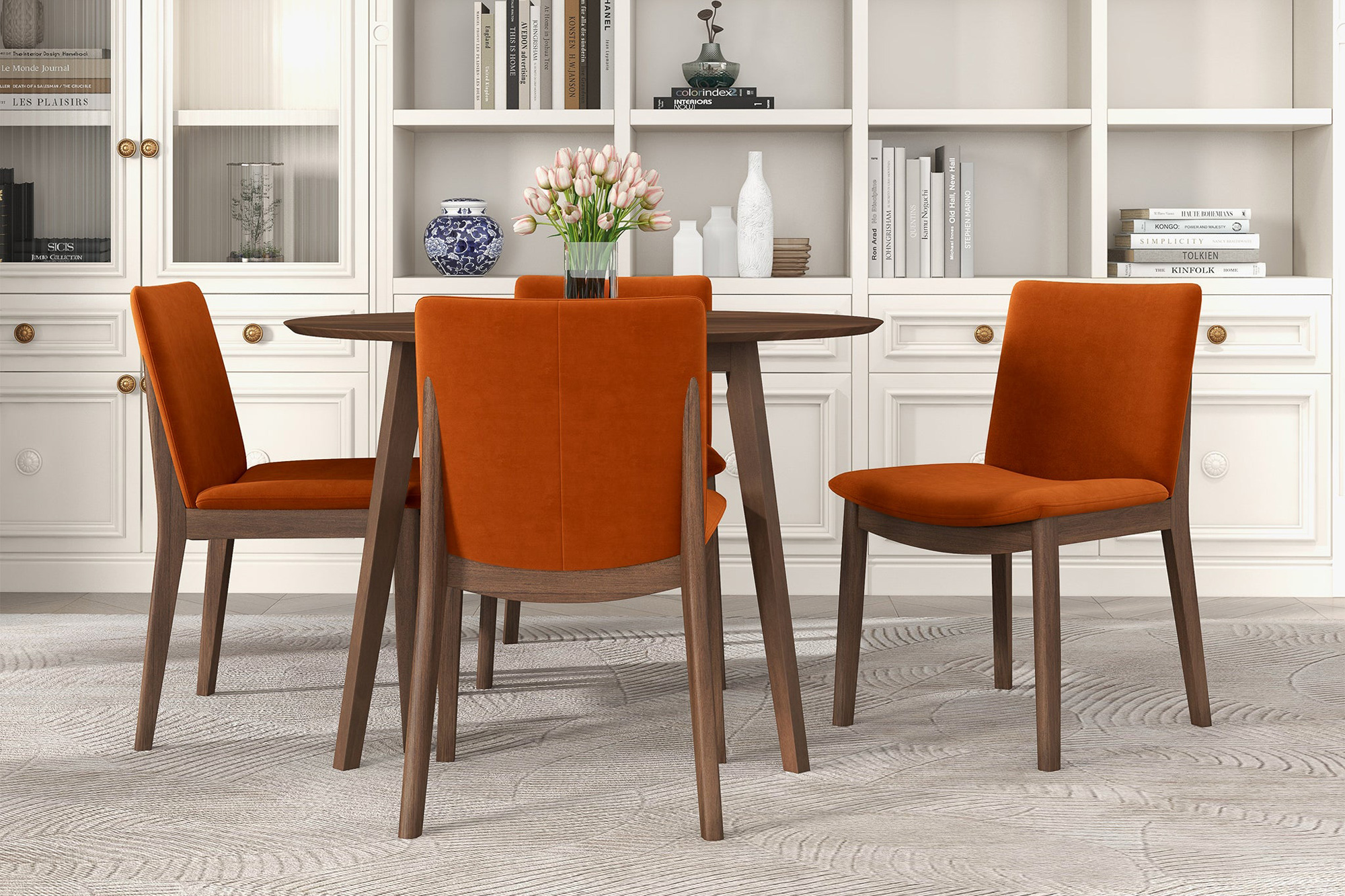 Ashcroft Laura Velvet Upholstered Solid Wood Dining Chair (Set Of 2) - Burnt Orange