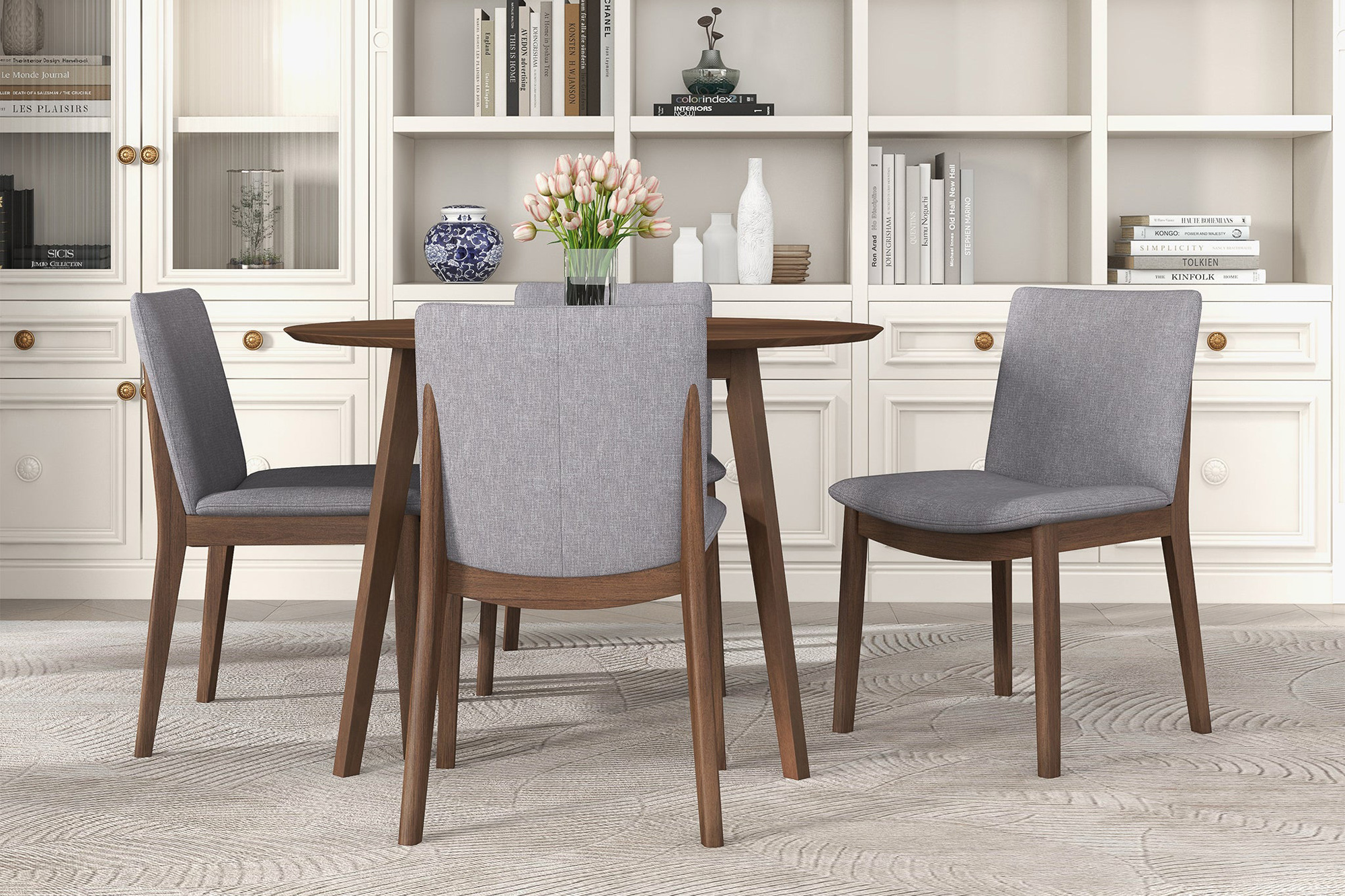 Ashcroft Laura Linen Upholstered Solid Wood Dining Chair (Set Of 2) - Light Gray