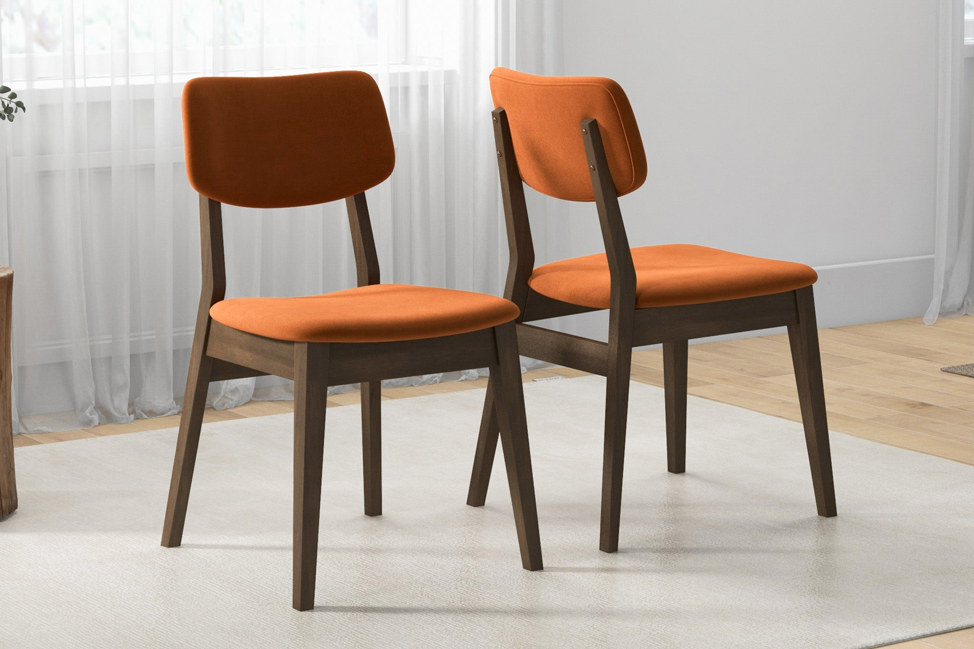 Ashcroft Velvet Solid Back Side Chair (Set Of 2) - Burnt Orange