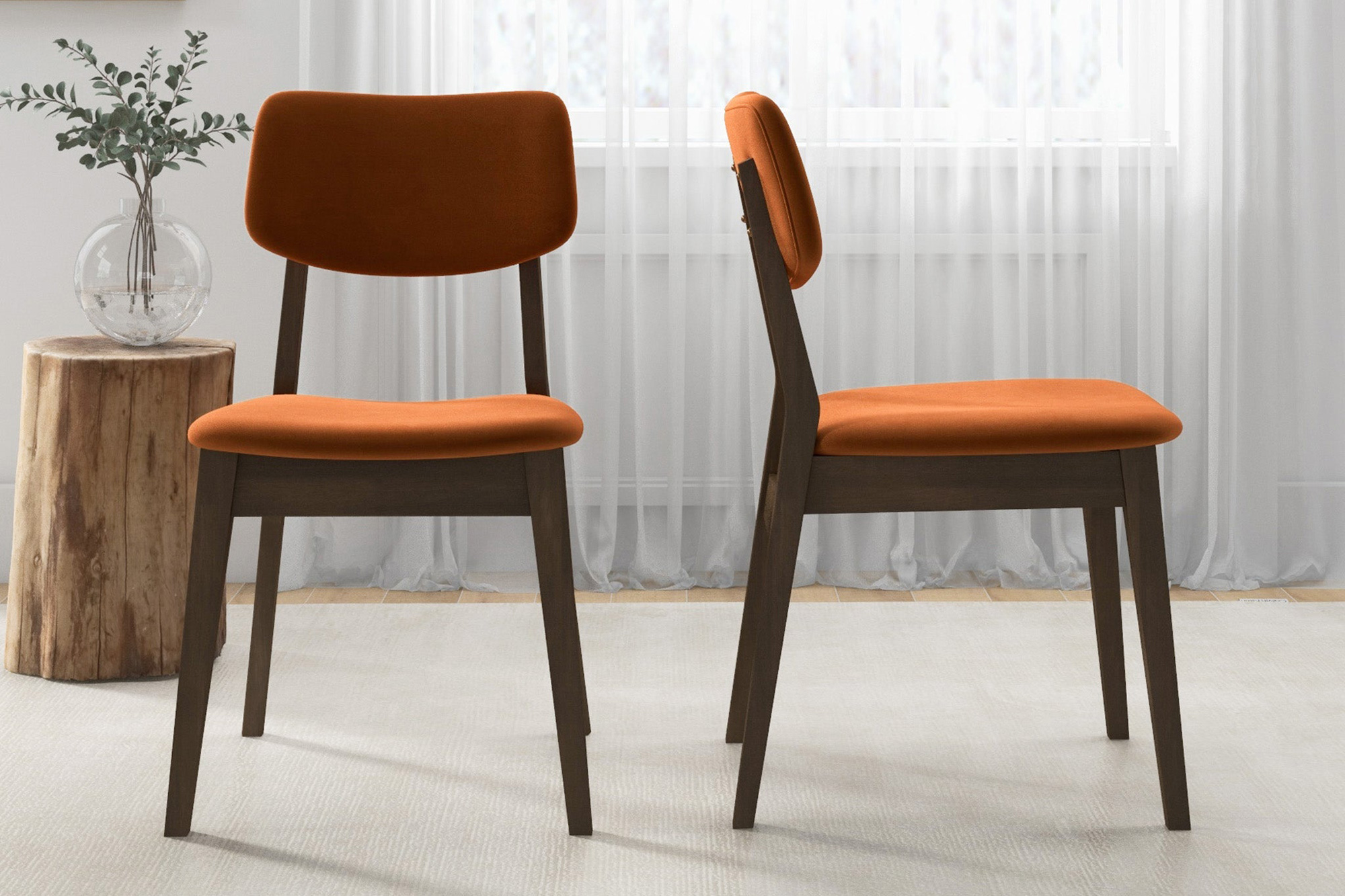 Ashcroft Velvet Solid Back Side Chair (Set Of 2) - Burnt Orange