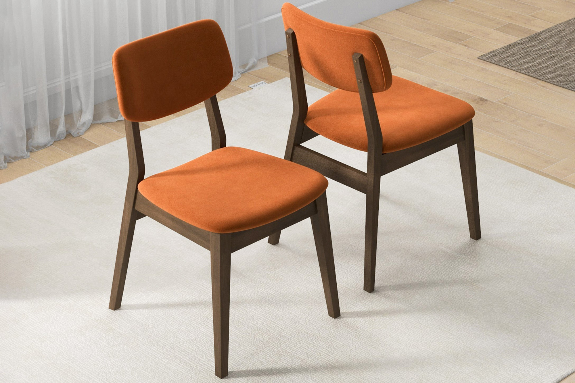 Ashcroft Velvet Solid Back Side Chair (Set Of 2) - Burnt Orange