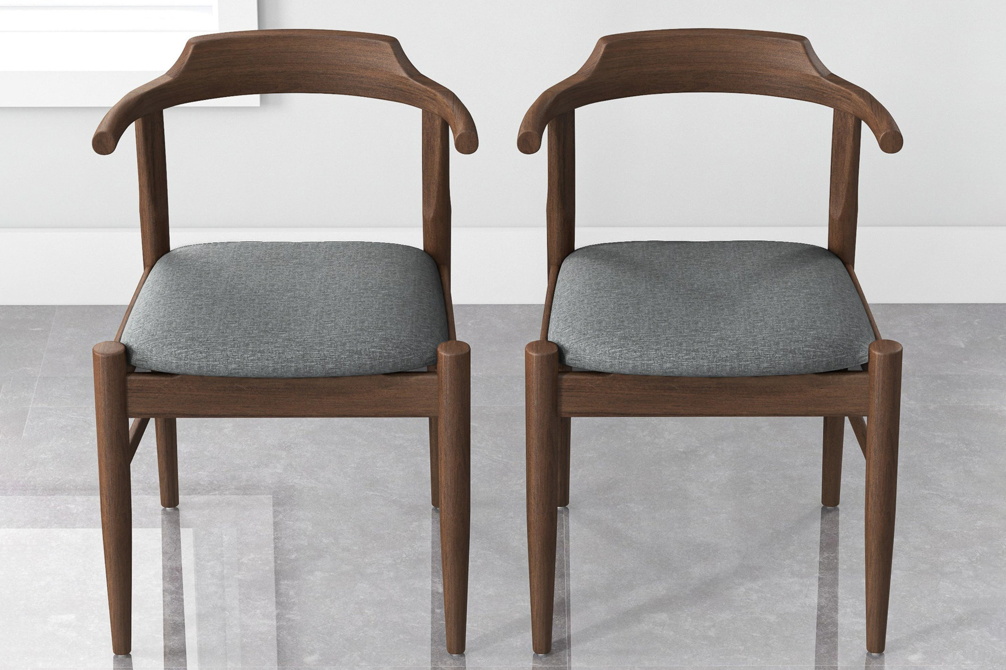 Ashcroft Leon Mid-Century Modern Fabric Dining Chair (Set of 2) - Gray