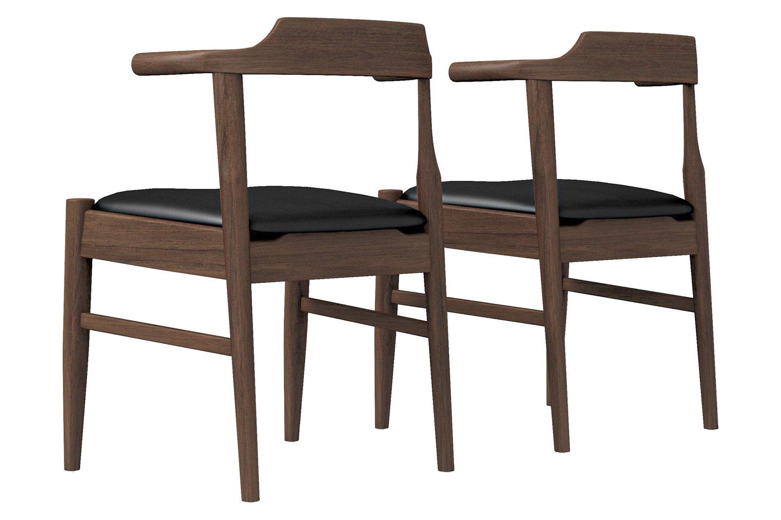 Ashcroft Leon Mid-Century Modern Leather Dining Chair (Set of 2) - Black