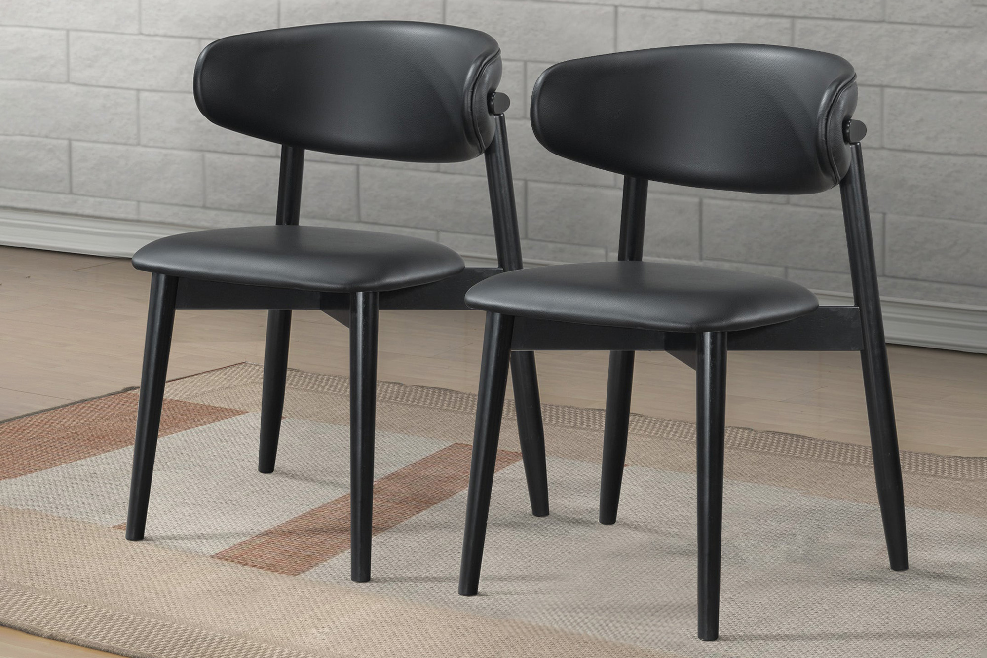 Ashcroft Korbin Vegan Leather Dining Chair (Set Of 2) - Black