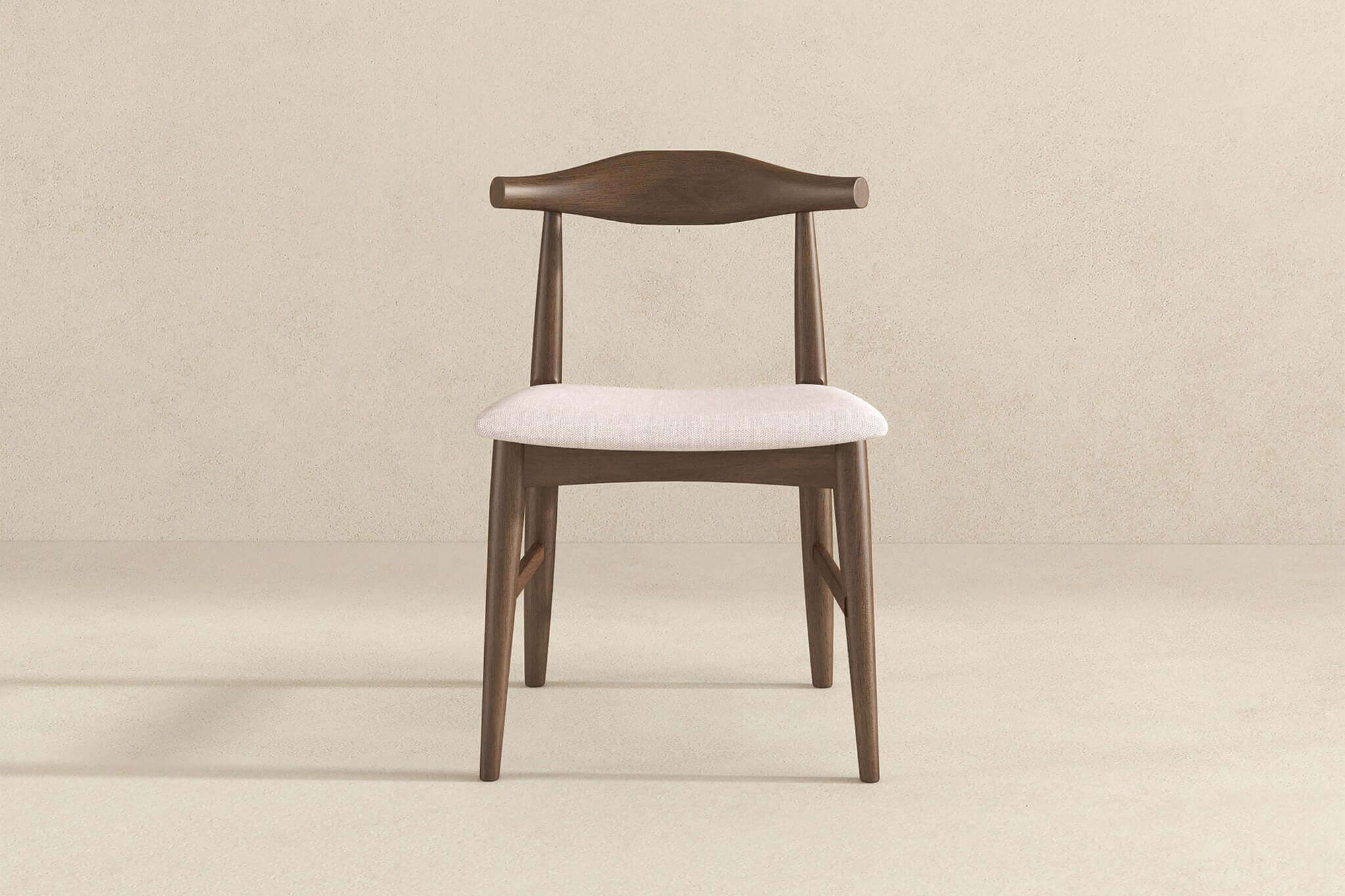 Ashcroft Damian Mid-Century Solid Wood Dining Chair - Beige