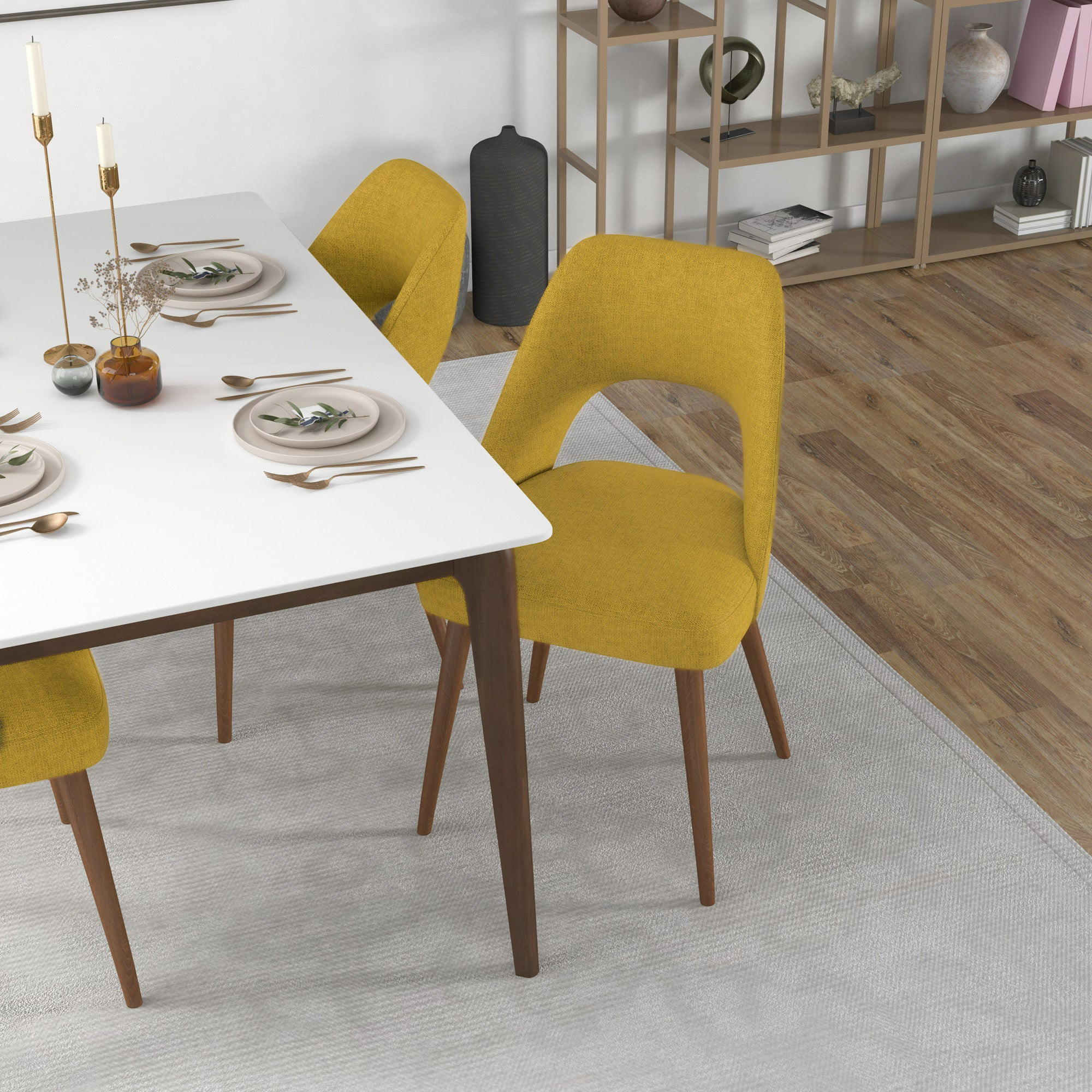 Ashcroft Juliana Mid-Century Modern Fabric Dining Chair (Set Of 2) - Yellow