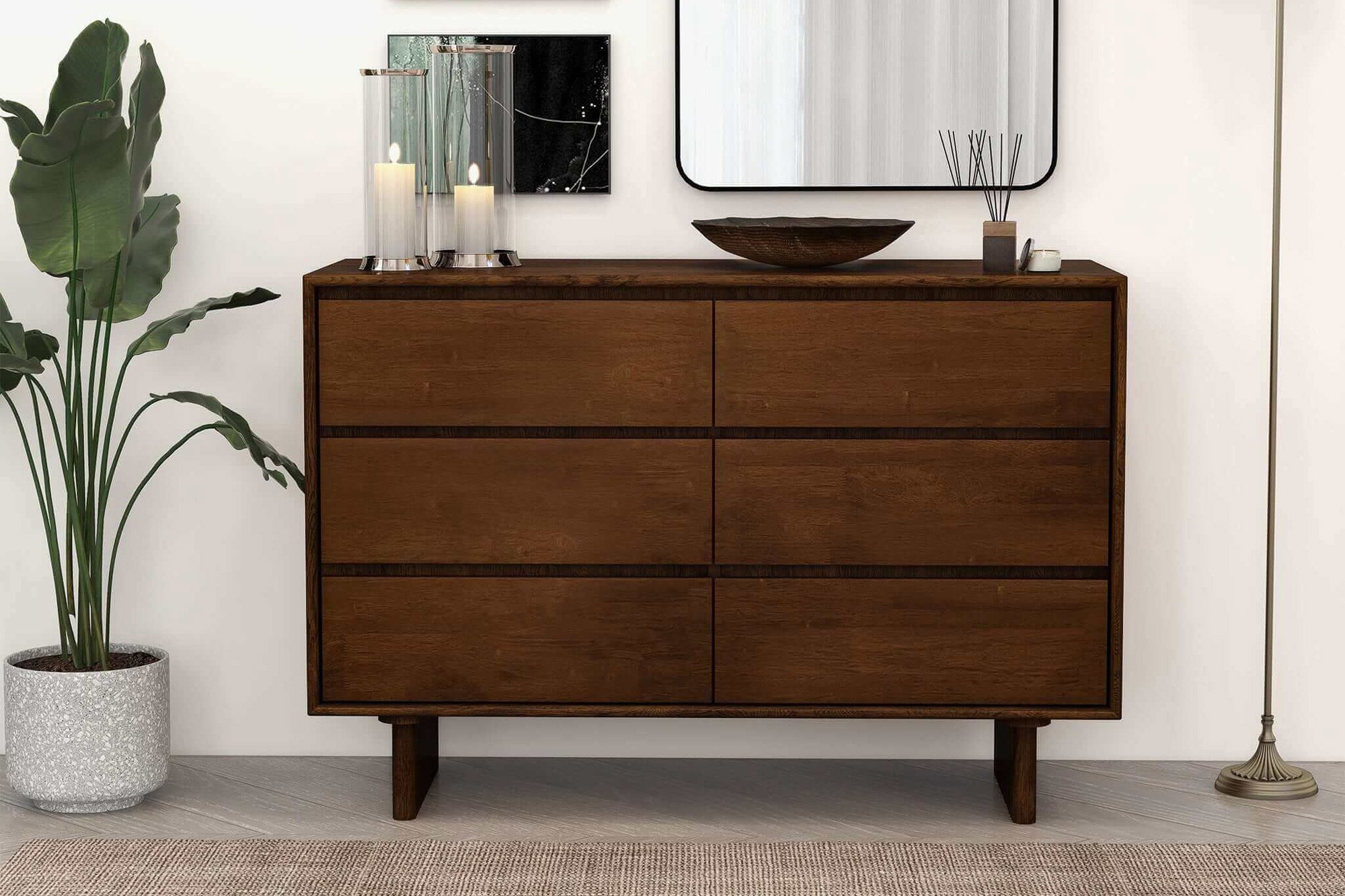 Ashcroft - Dubrovnik Mid-Century Modern Walnut Dresser with 6 Drawers