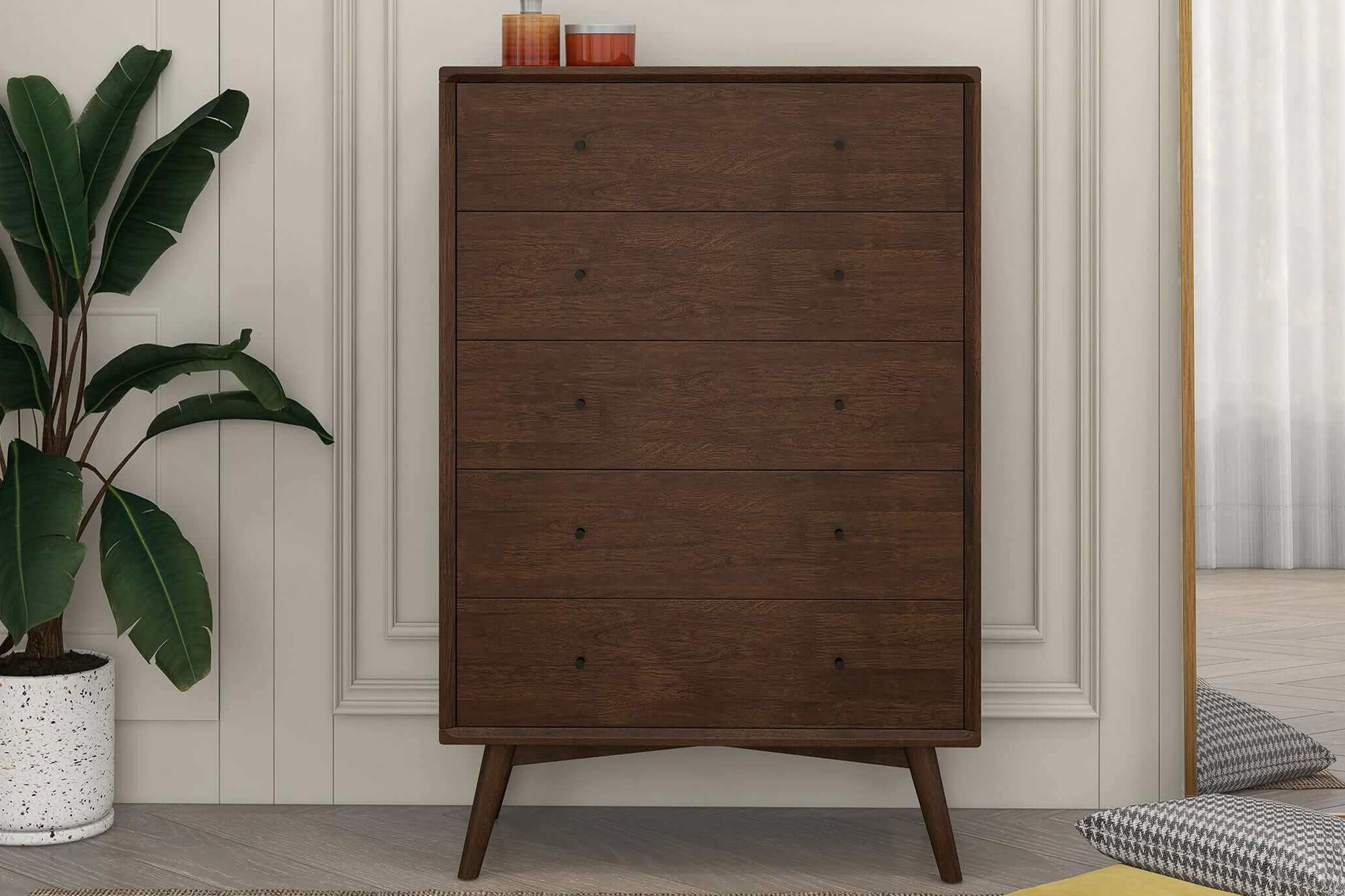 Ashcroft - Caroline Mid-Century Modern Solid Wood Dresser and Style Nightstand