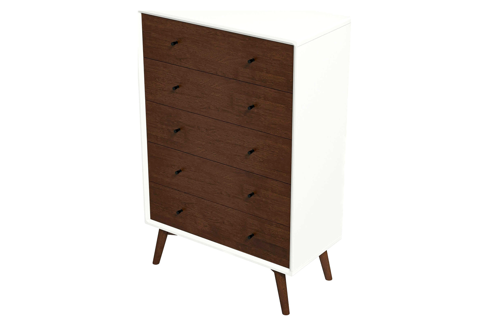 Ashcroft Caroline Mid-Century Modern Solid Wood Dresser with 5 Drawer - White