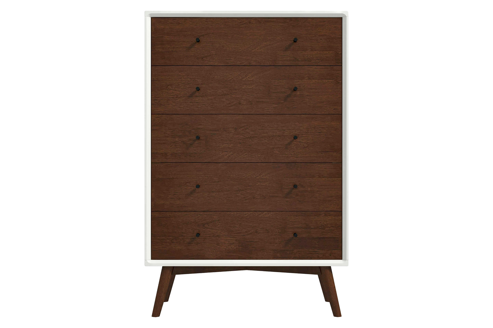 Ashcroft Caroline Mid-Century Modern Solid Wood Dresser with 5 Drawer - White