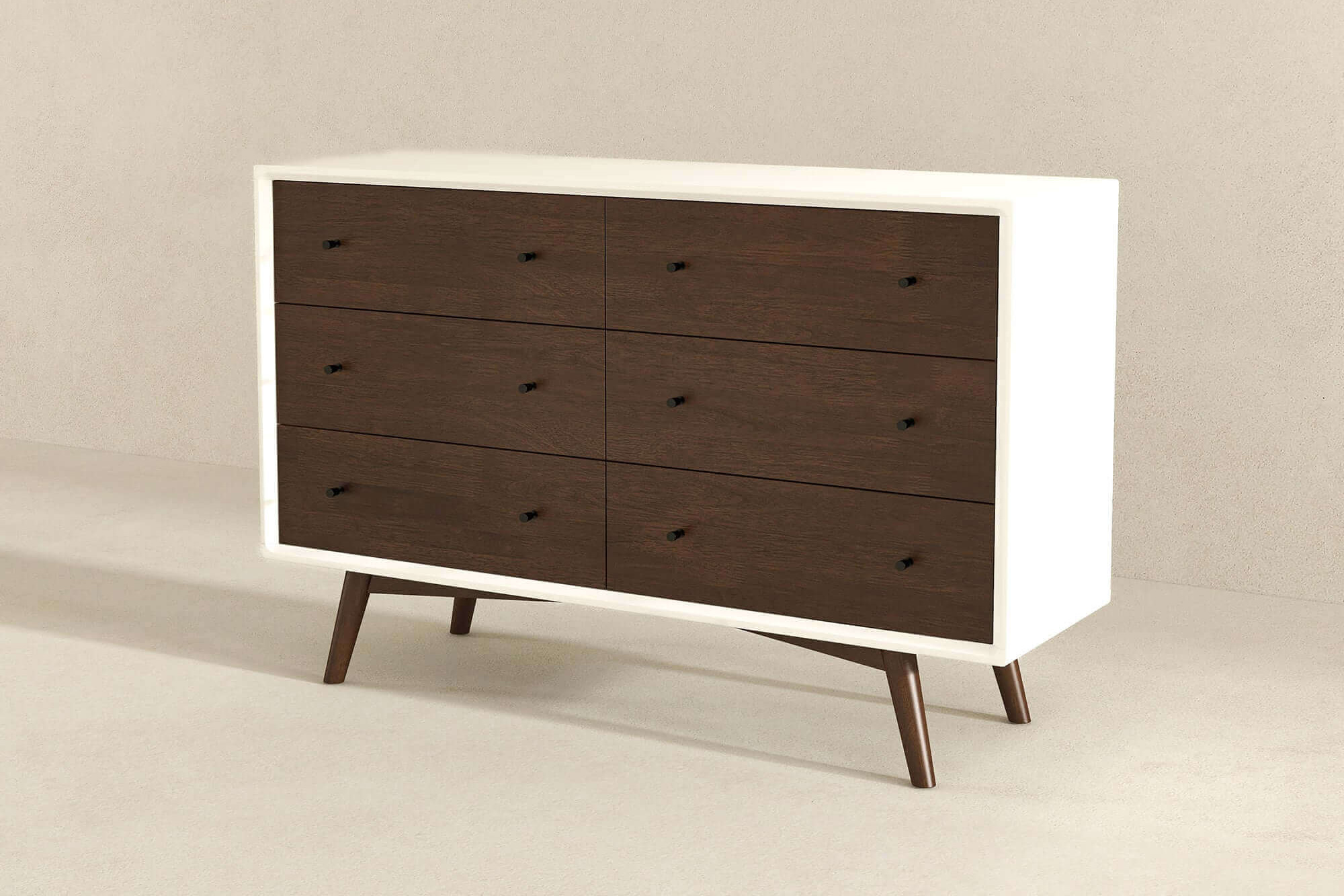 Ashcroft Mid-Century Modern Dresser with 6 Drawer - White