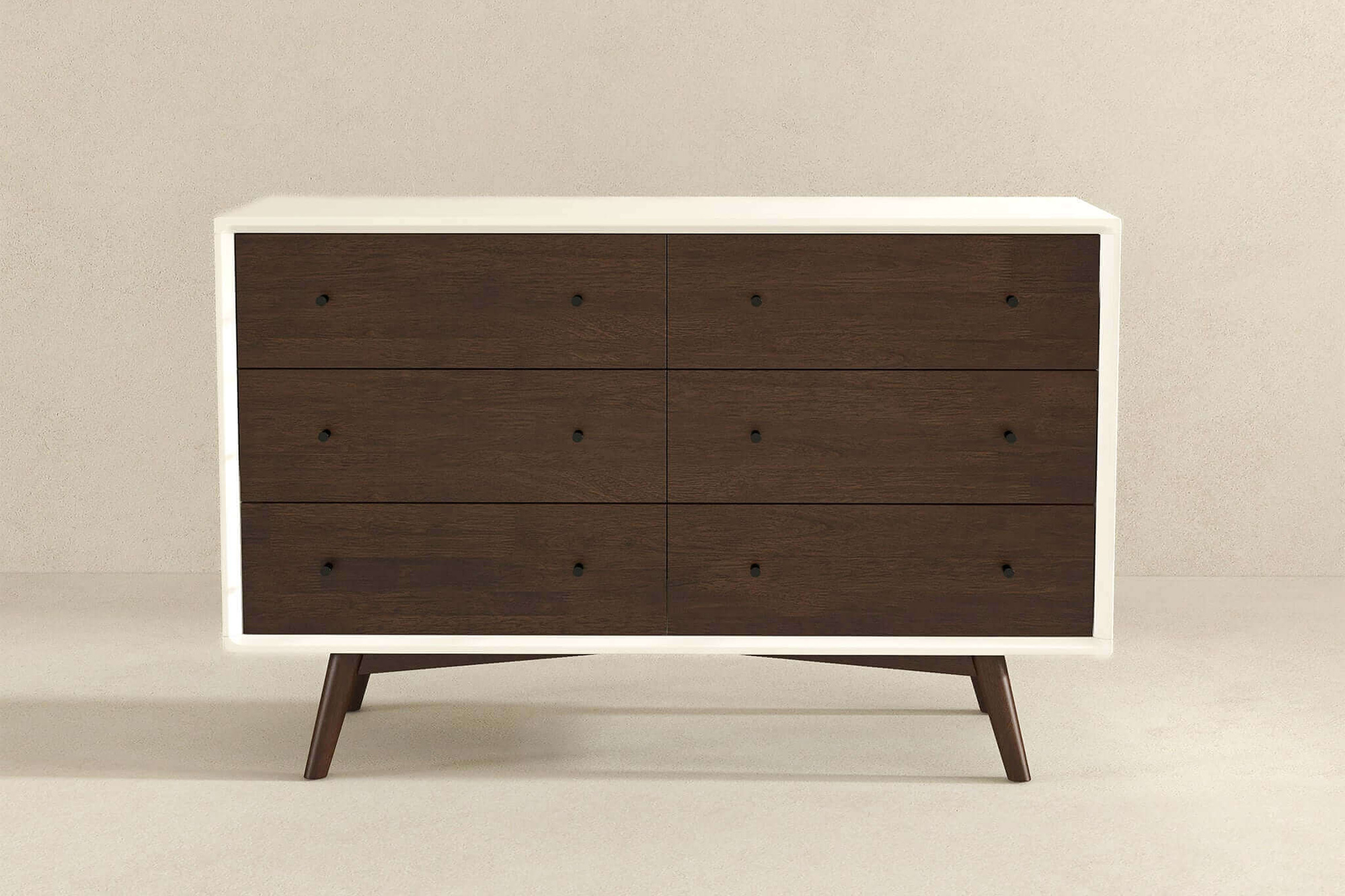 Ashcroft Mid-Century Modern Dresser with 6 Drawer - White