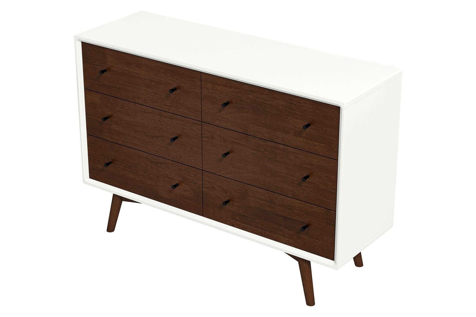 Ashcroft Mid-Century Modern Dresser with 6 Drawer - White