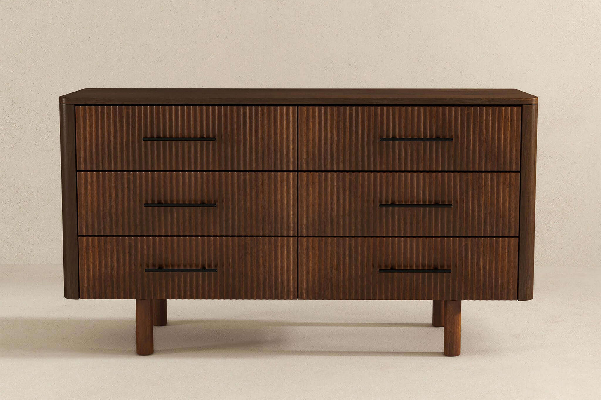 Ashcroft - Logan Mid-Century Modern Walnut Dresser with 6 Drawers