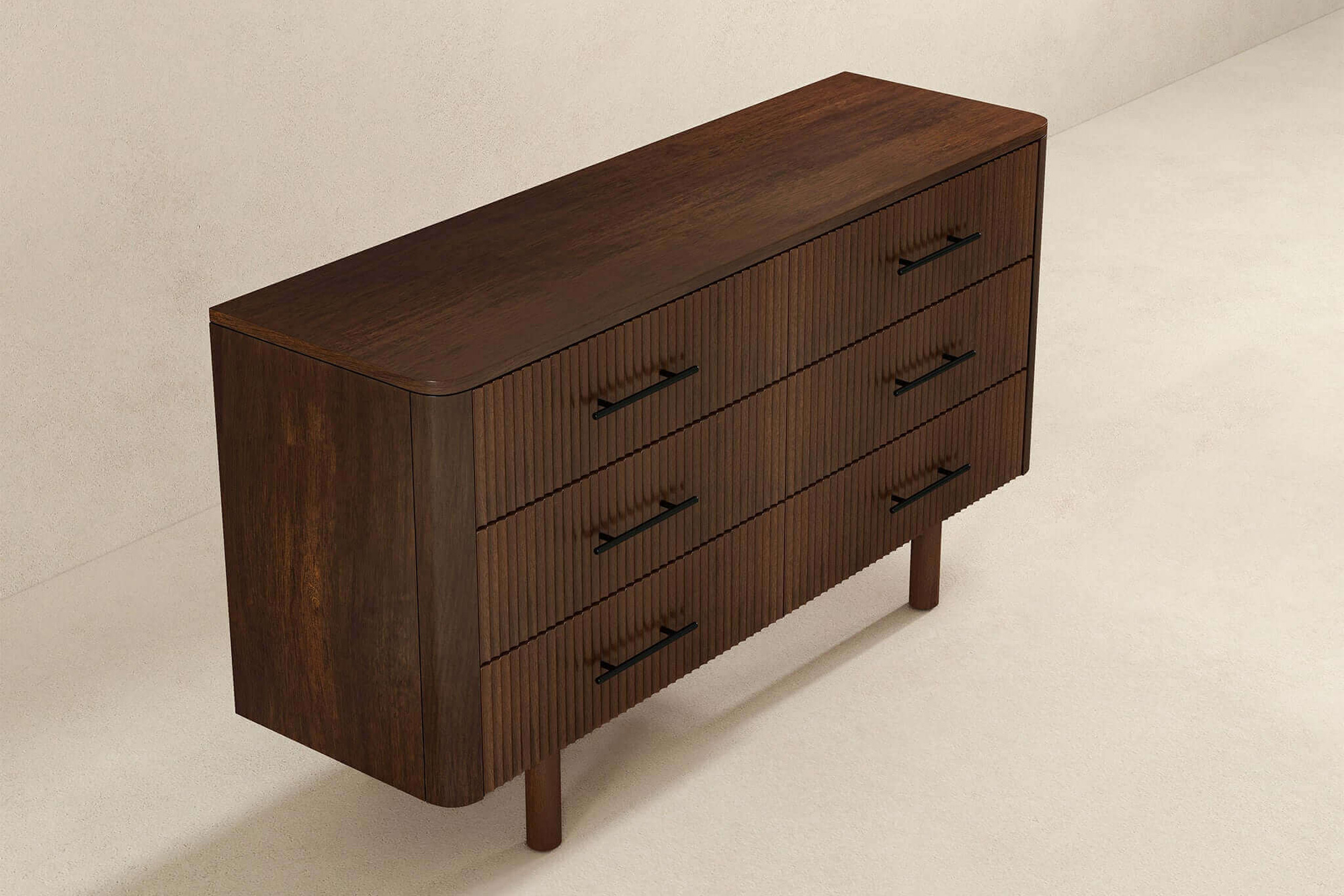 Ashcroft - Logan Mid-Century Modern Walnut Dresser with 6 Drawers