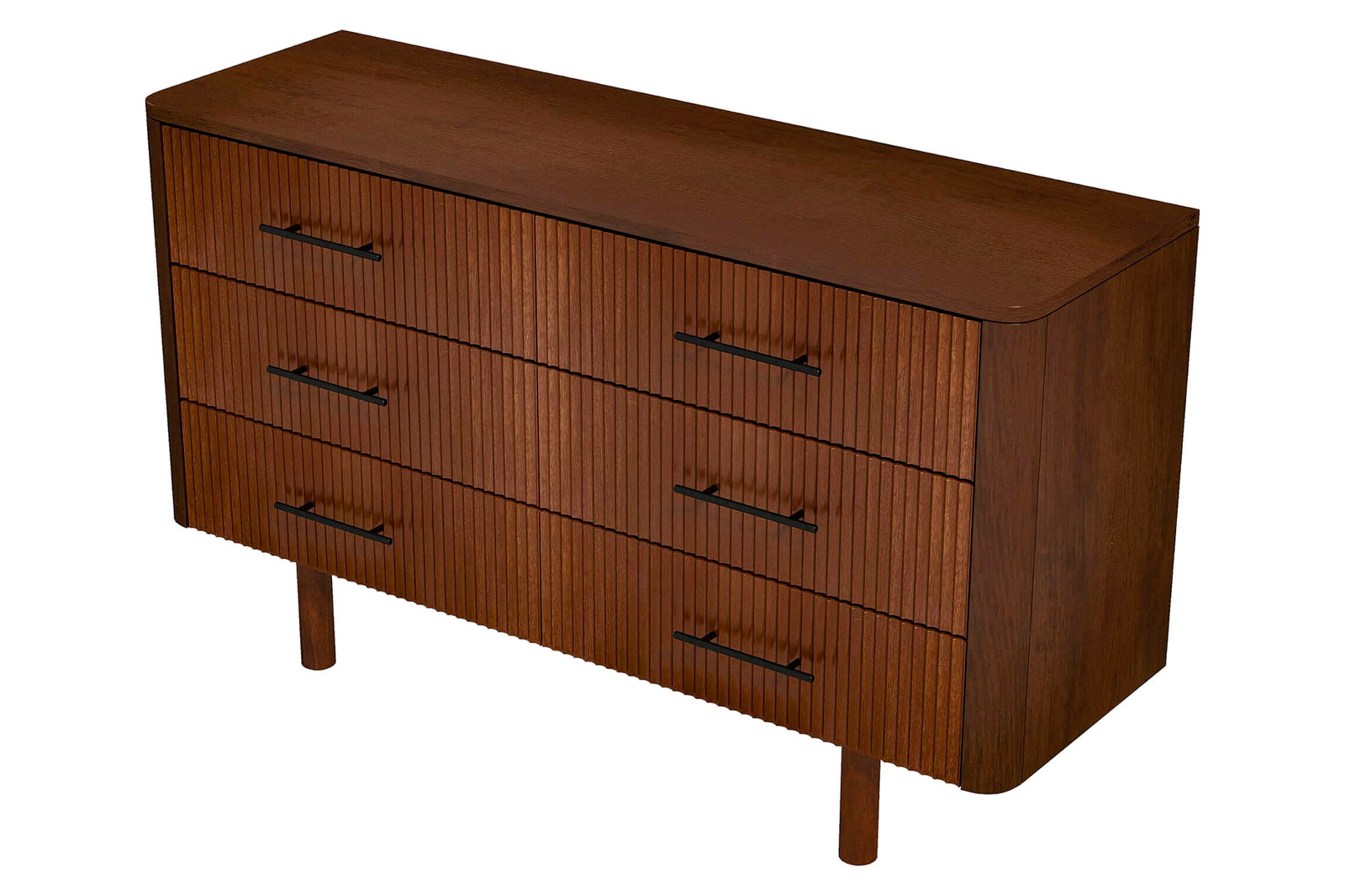 Ashcroft - Logan Mid-Century Modern Walnut Dresser with 6 Drawers