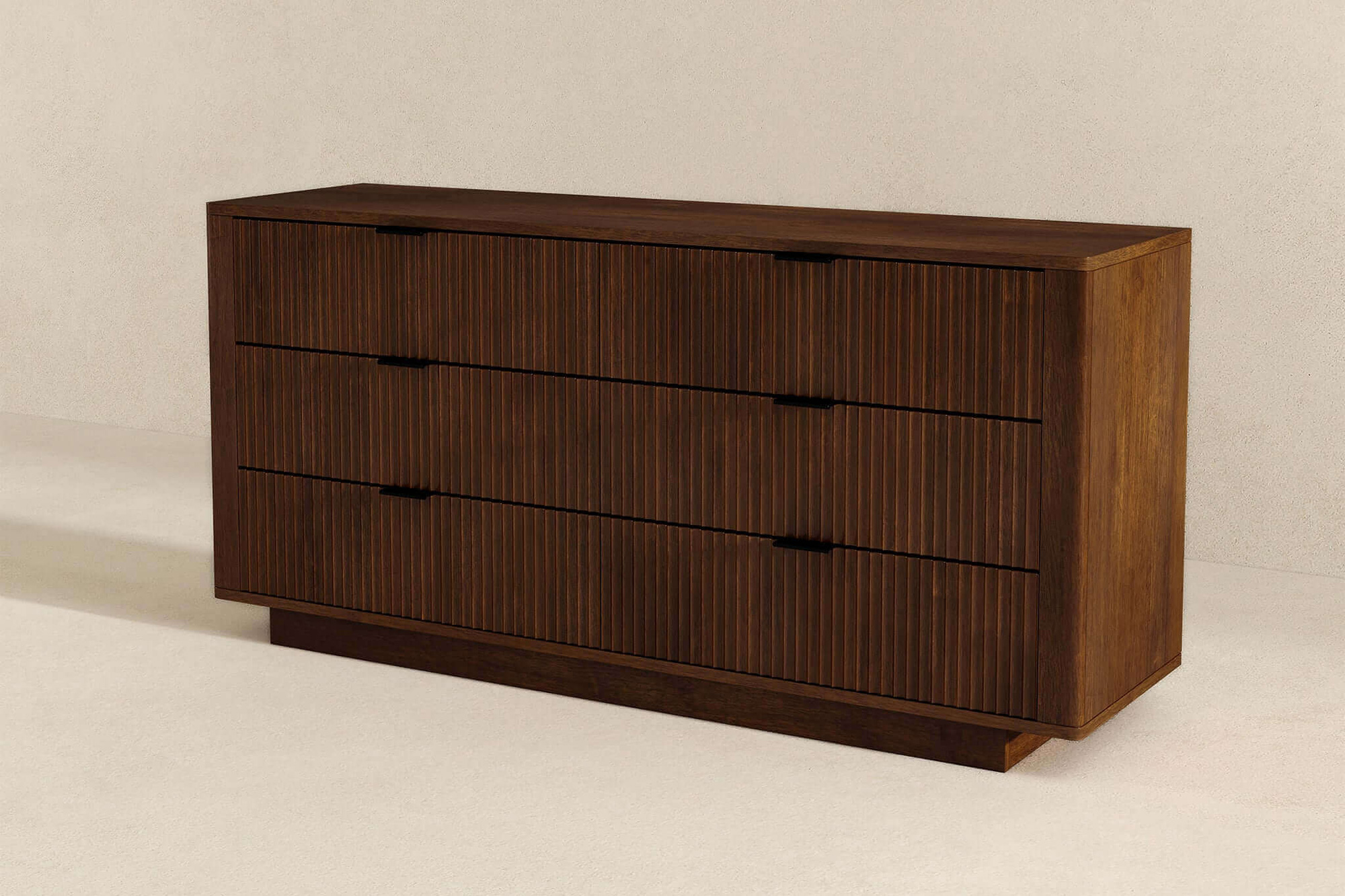 Ashcroft - Lola Mid-Century Modern Walnut Dresser with 6 Drawers in Walnut