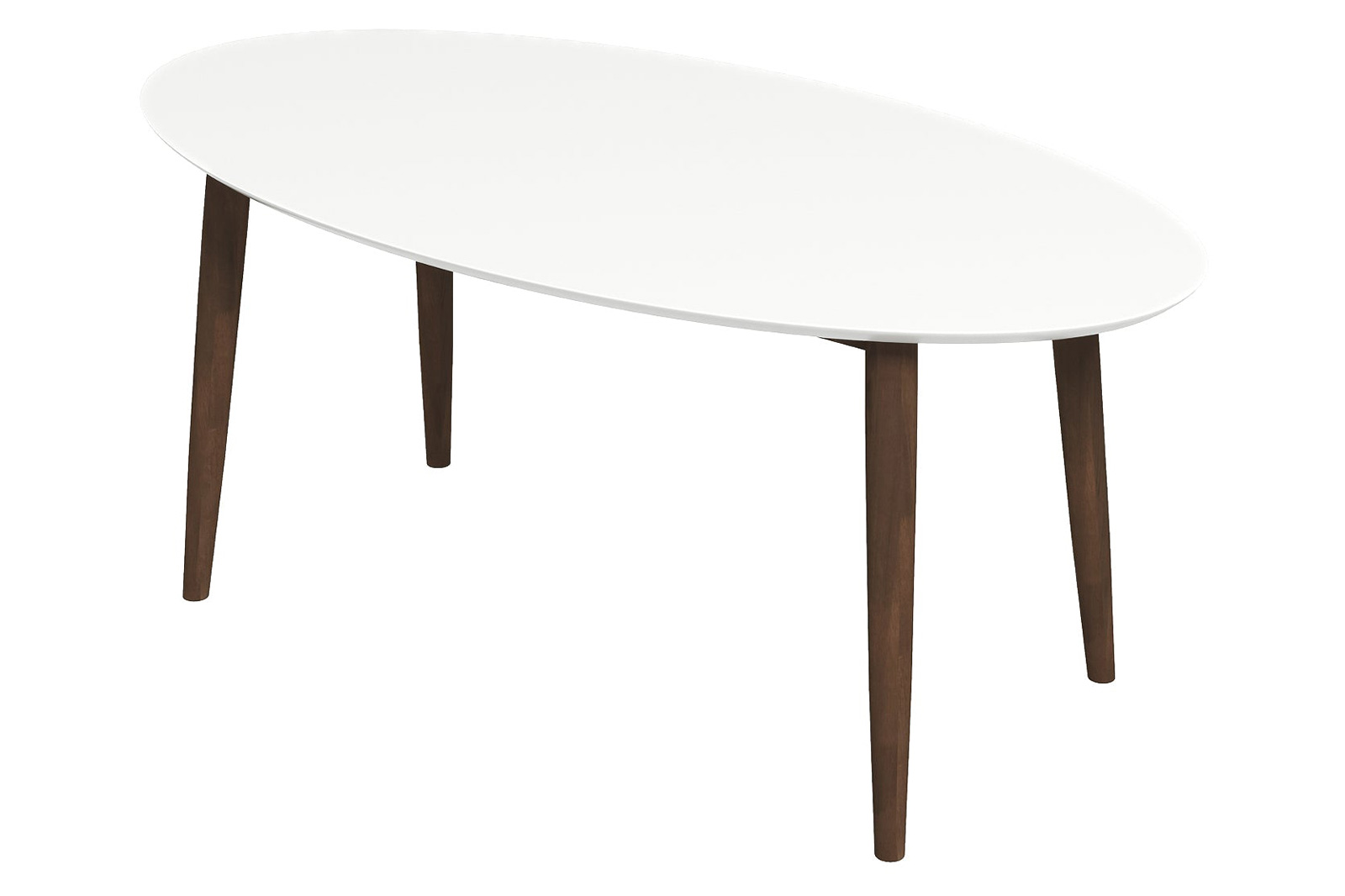 Ashcroft Ada Mid-Century Modern Style Solid Wood Walnut Oval Dining Table - White