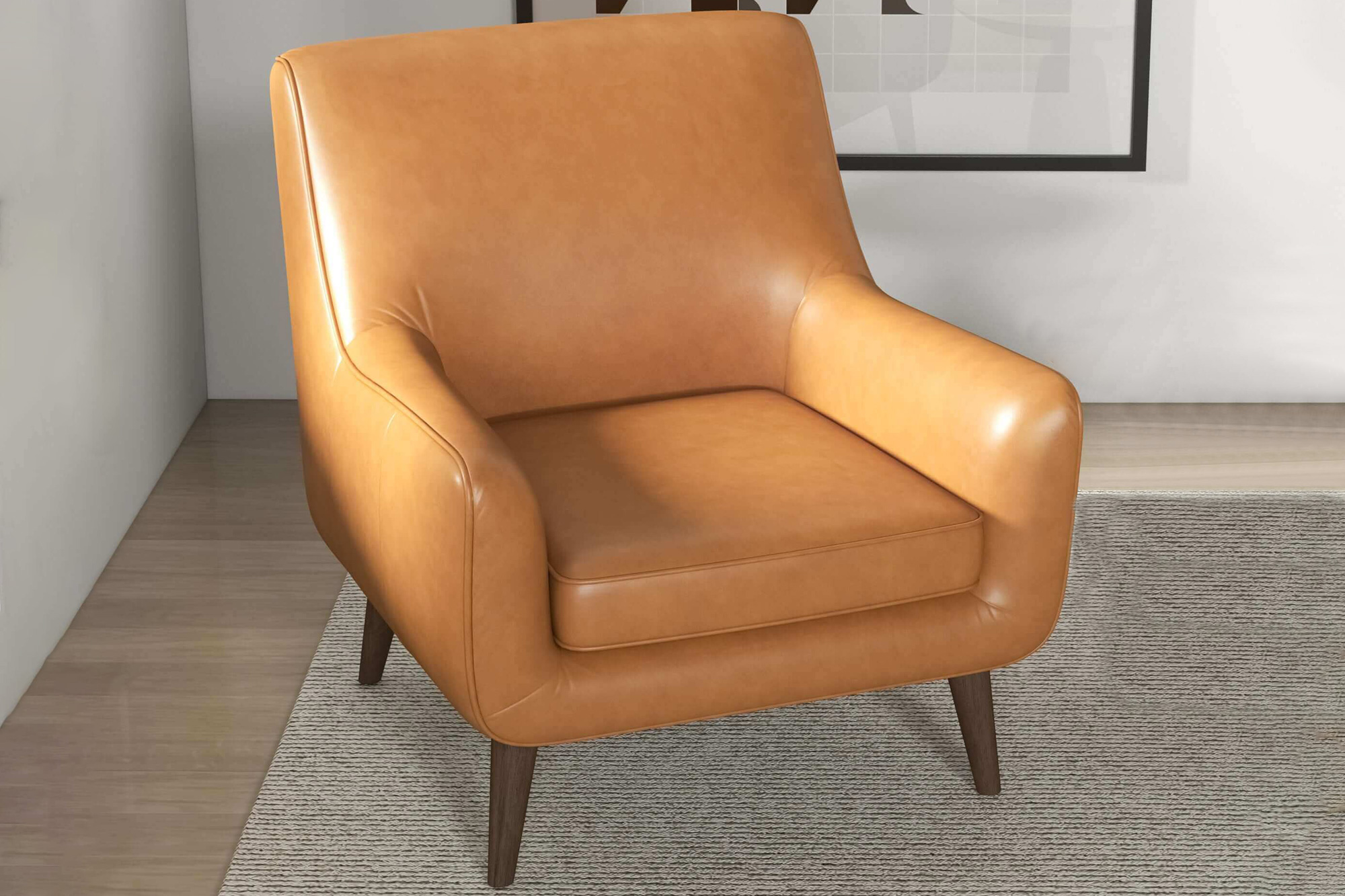 Ashcroft Alex Leather Lounge Chair - Tan