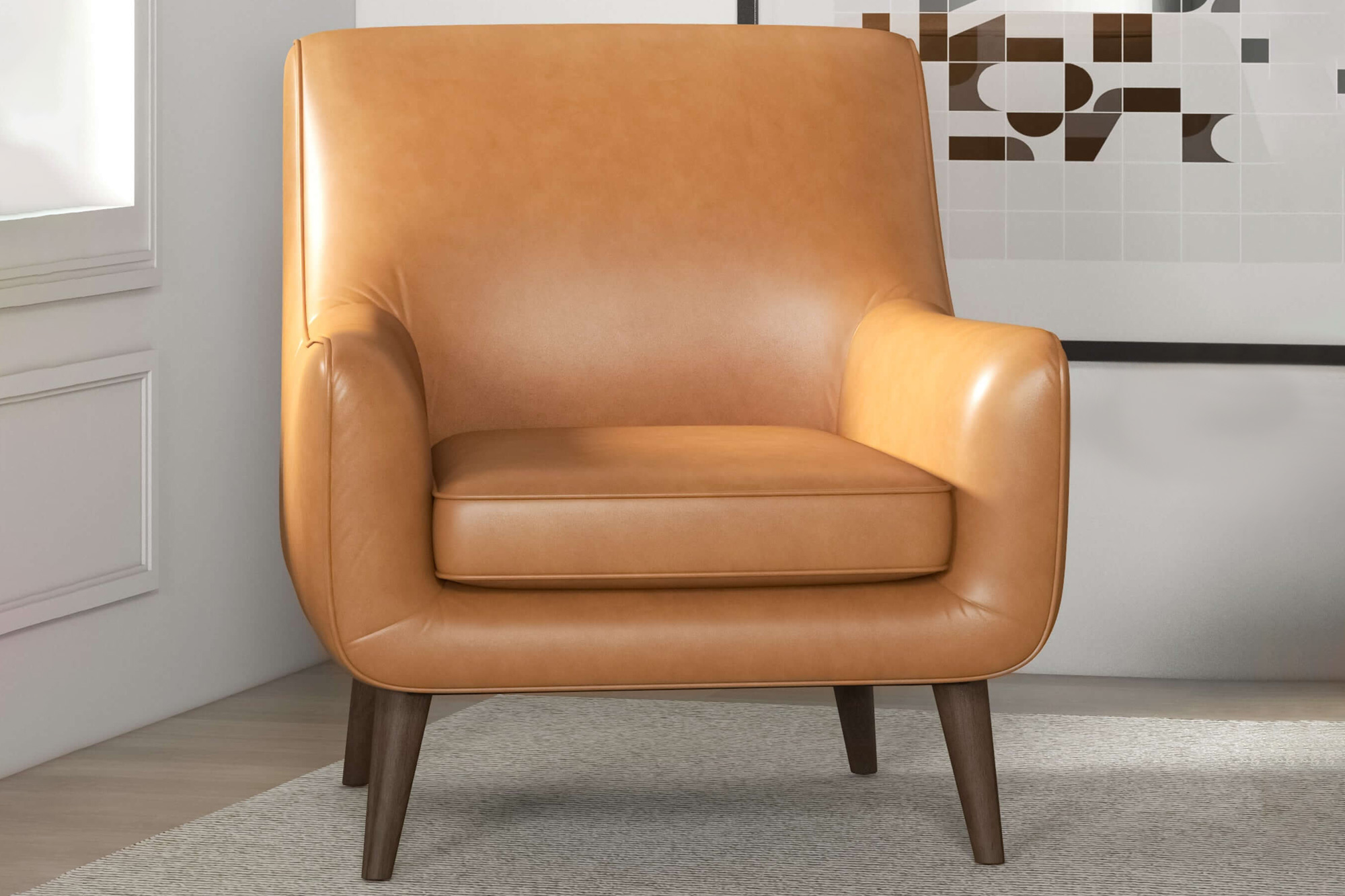 Ashcroft Alex Leather Lounge Chair - Tan