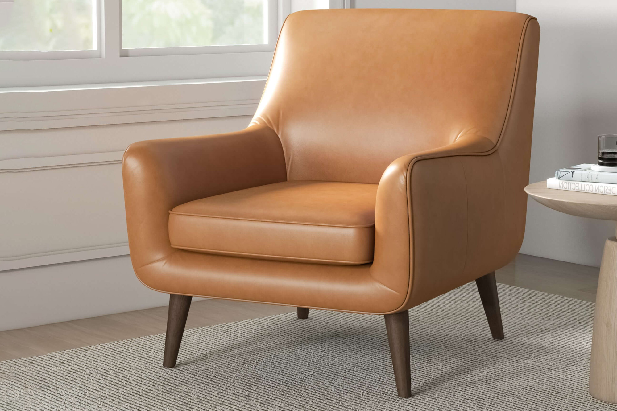 Ashcroft Alex Leather Lounge Chair - Tan