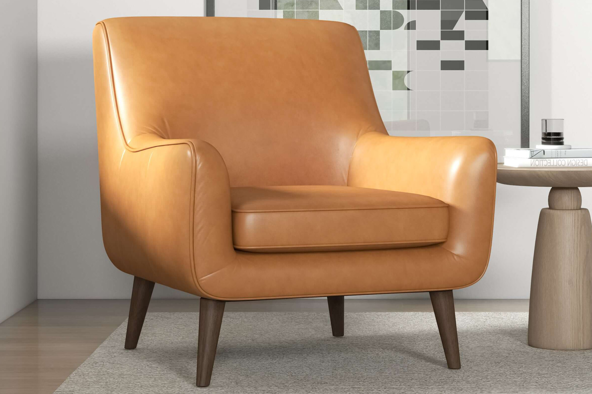 Ashcroft Alex Leather Lounge Chair - Tan