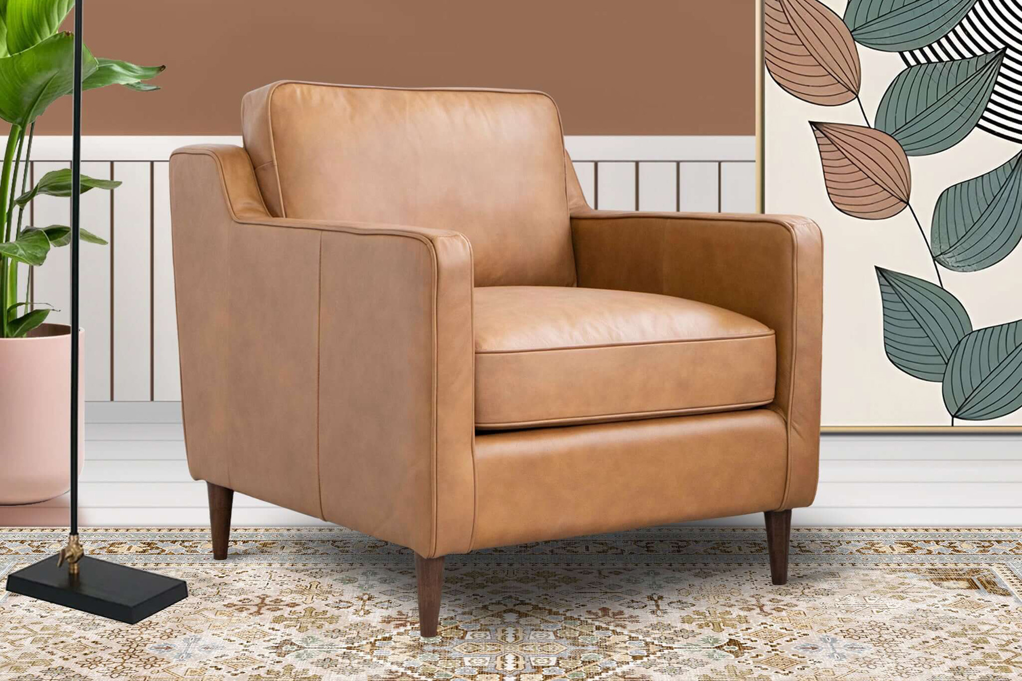 Ashcroft™ Cooper Leather Lounge Chair - Tan