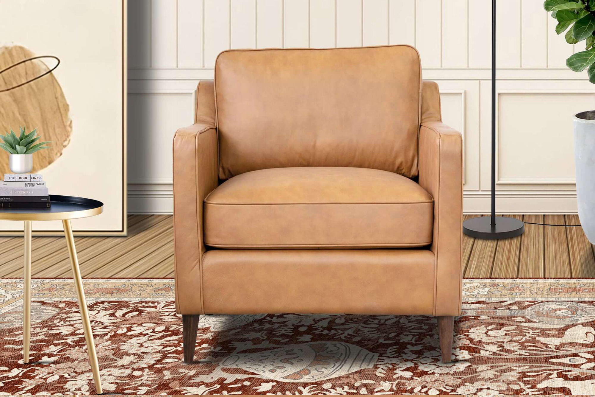 Ashcroft™ Cooper Leather Lounge Chair - Tan