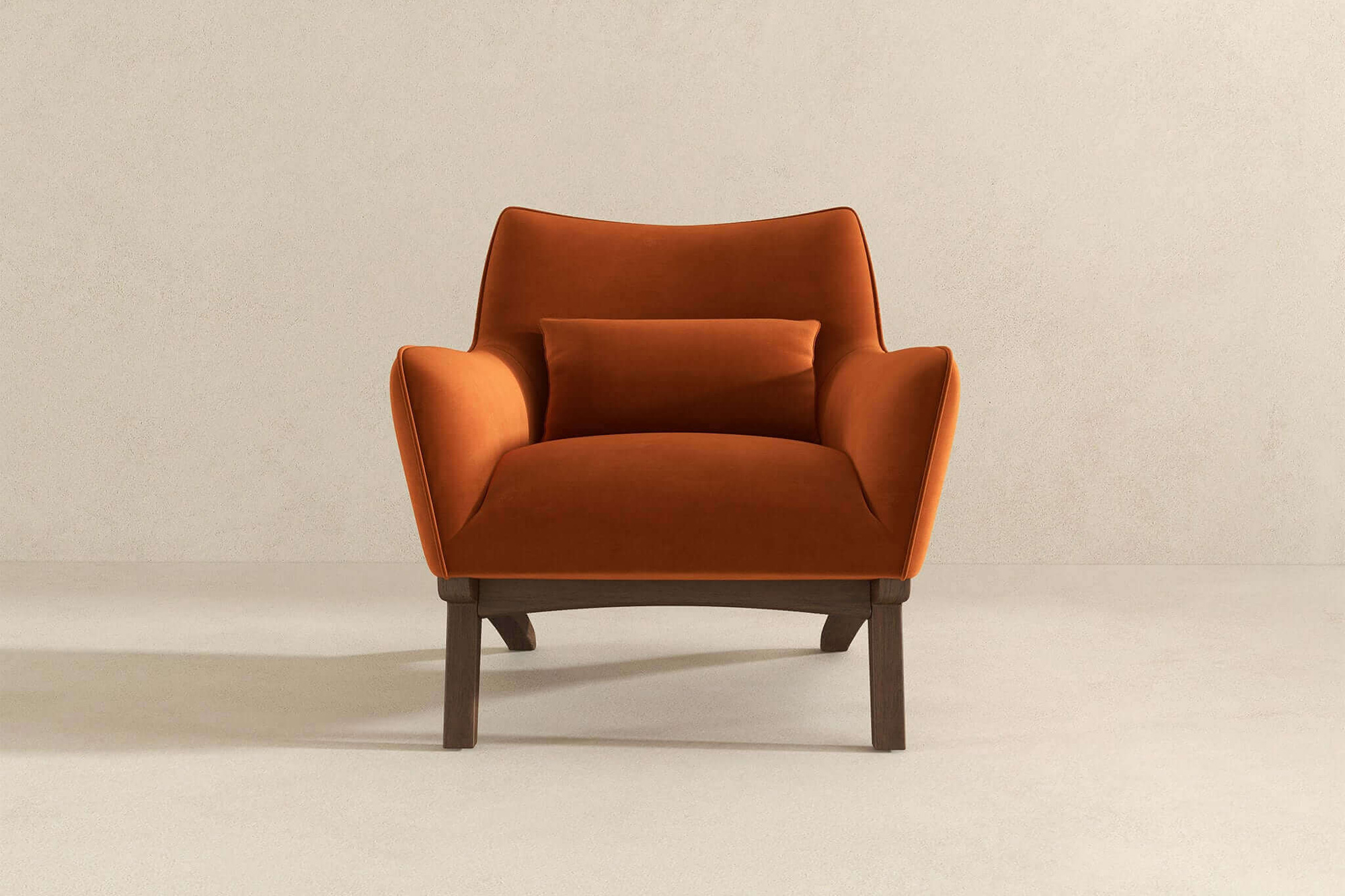 Ashcroft™ Brayden Mid-Century Modern Velvet Armchair - Burnt Orange