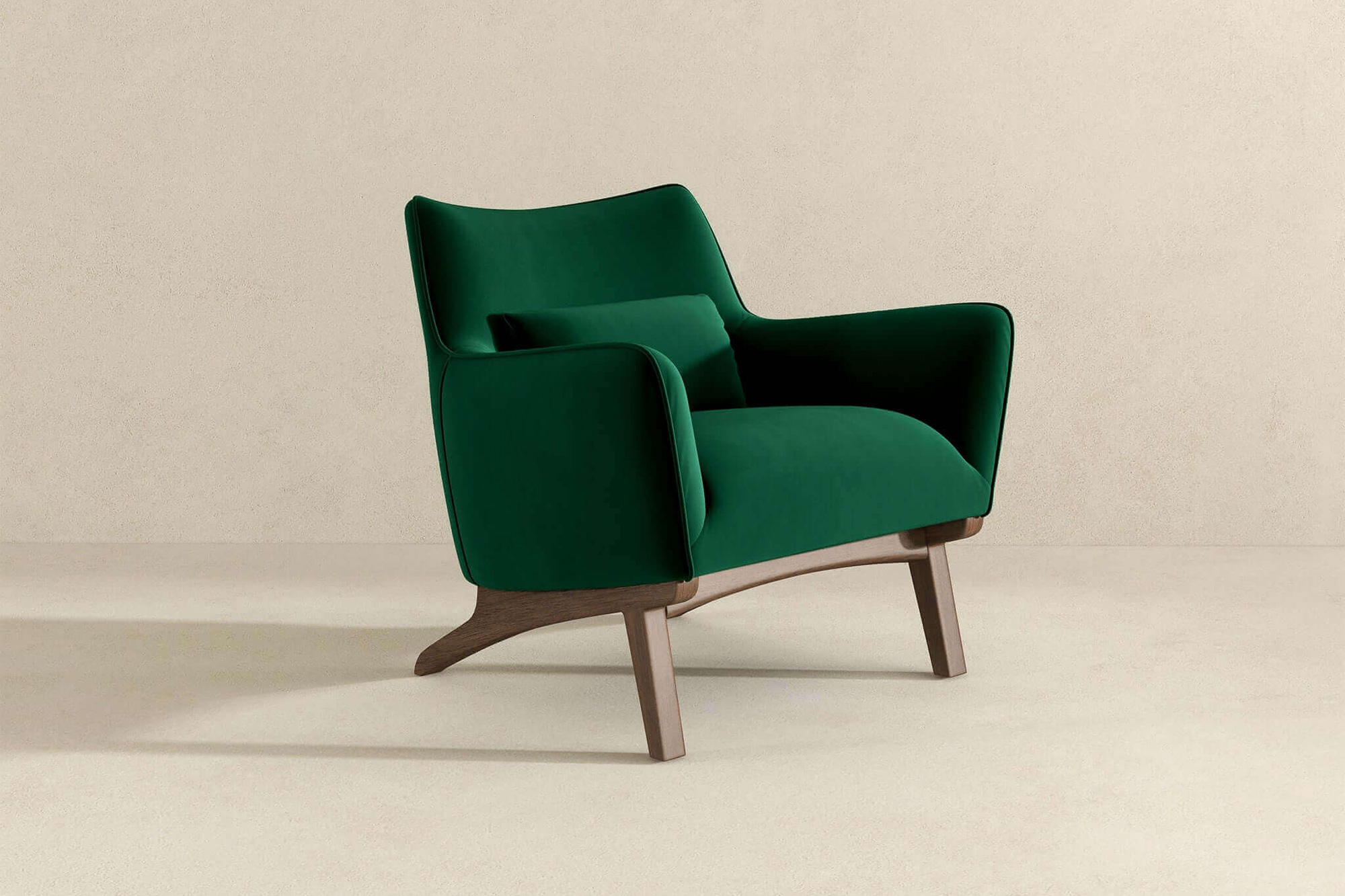 Ashcroft™ Brayden Mid-Century Modern Velvet Armchair - Dark Green