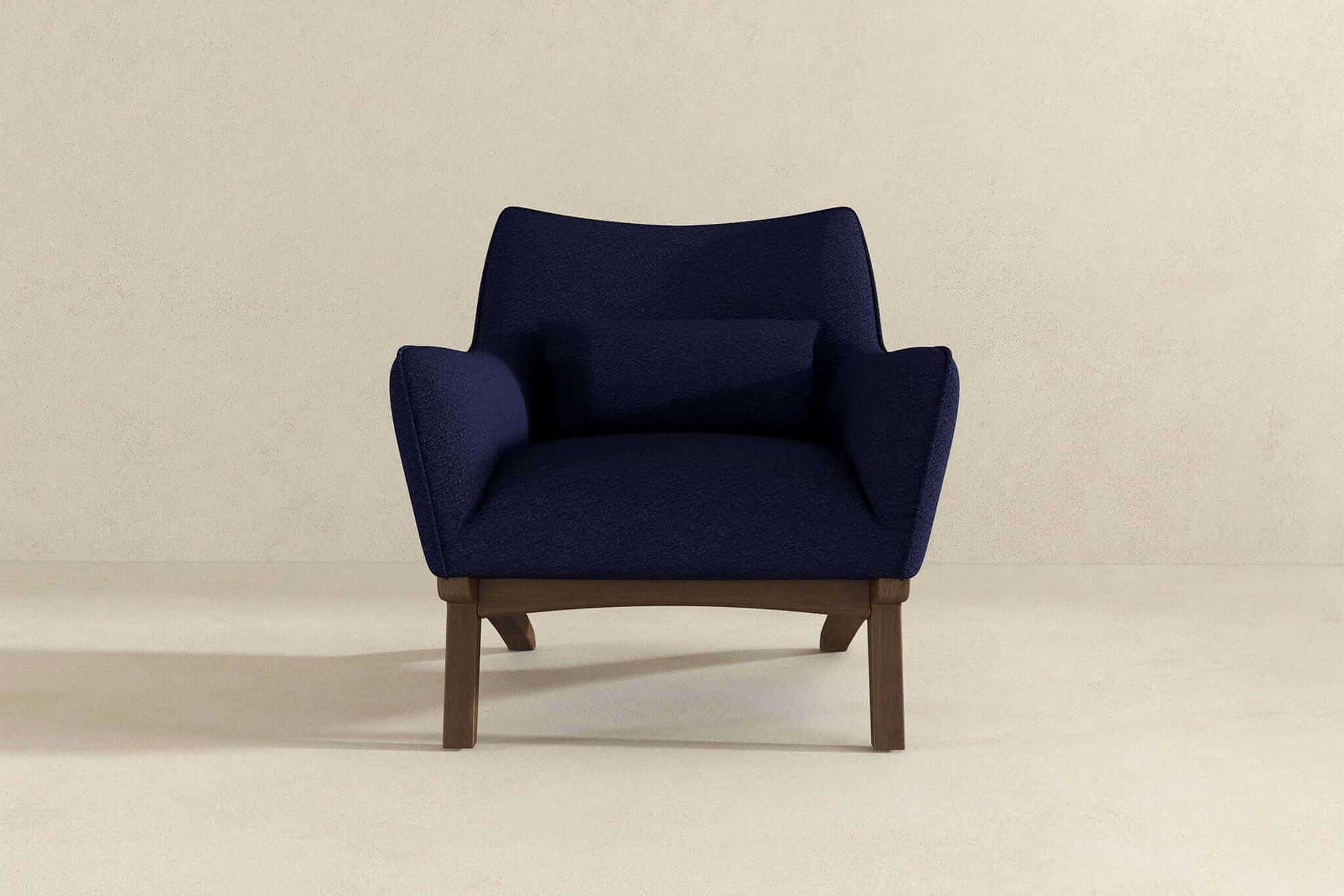 Ashcroft Brayden Mid-Century Modern Boucle Armchair - Dark Blue