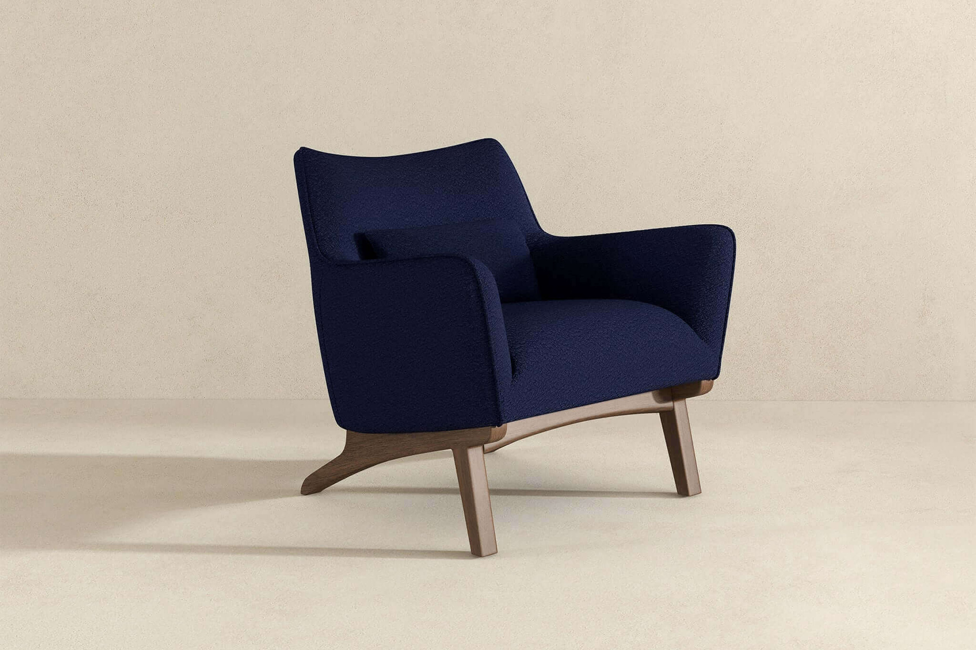 Ashcroft Brayden Mid-Century Modern Boucle Armchair - Dark Blue