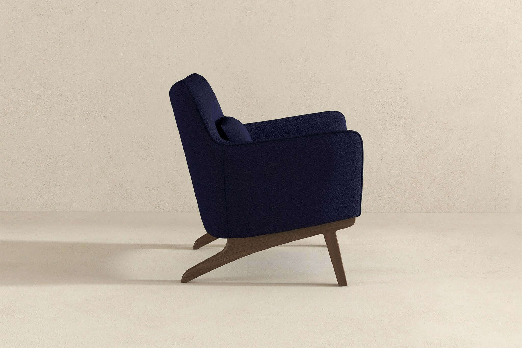 Ashcroft Brayden Mid-Century Modern Boucle Armchair - Dark Blue