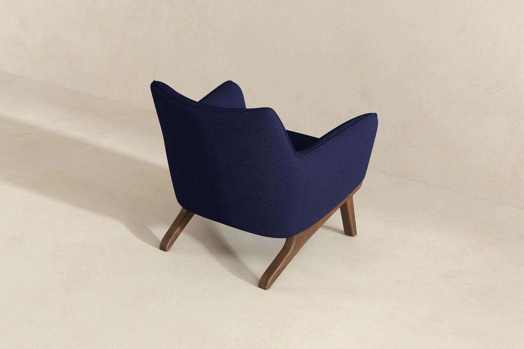 Ashcroft Brayden Mid-Century Modern Boucle Armchair - Dark Blue