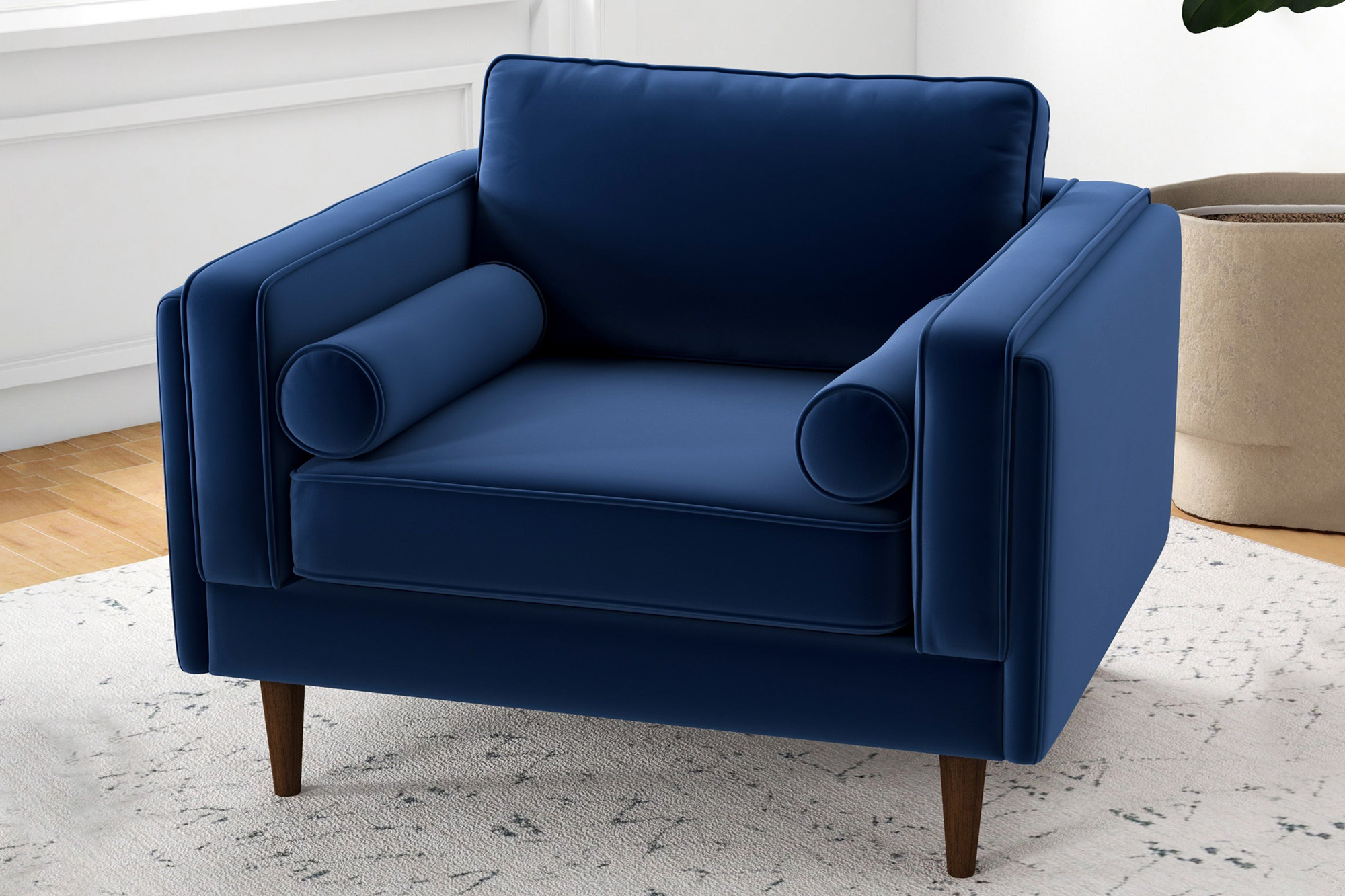 Ashcroft™ Amber Velvet Lounge Chair - Navy Blue