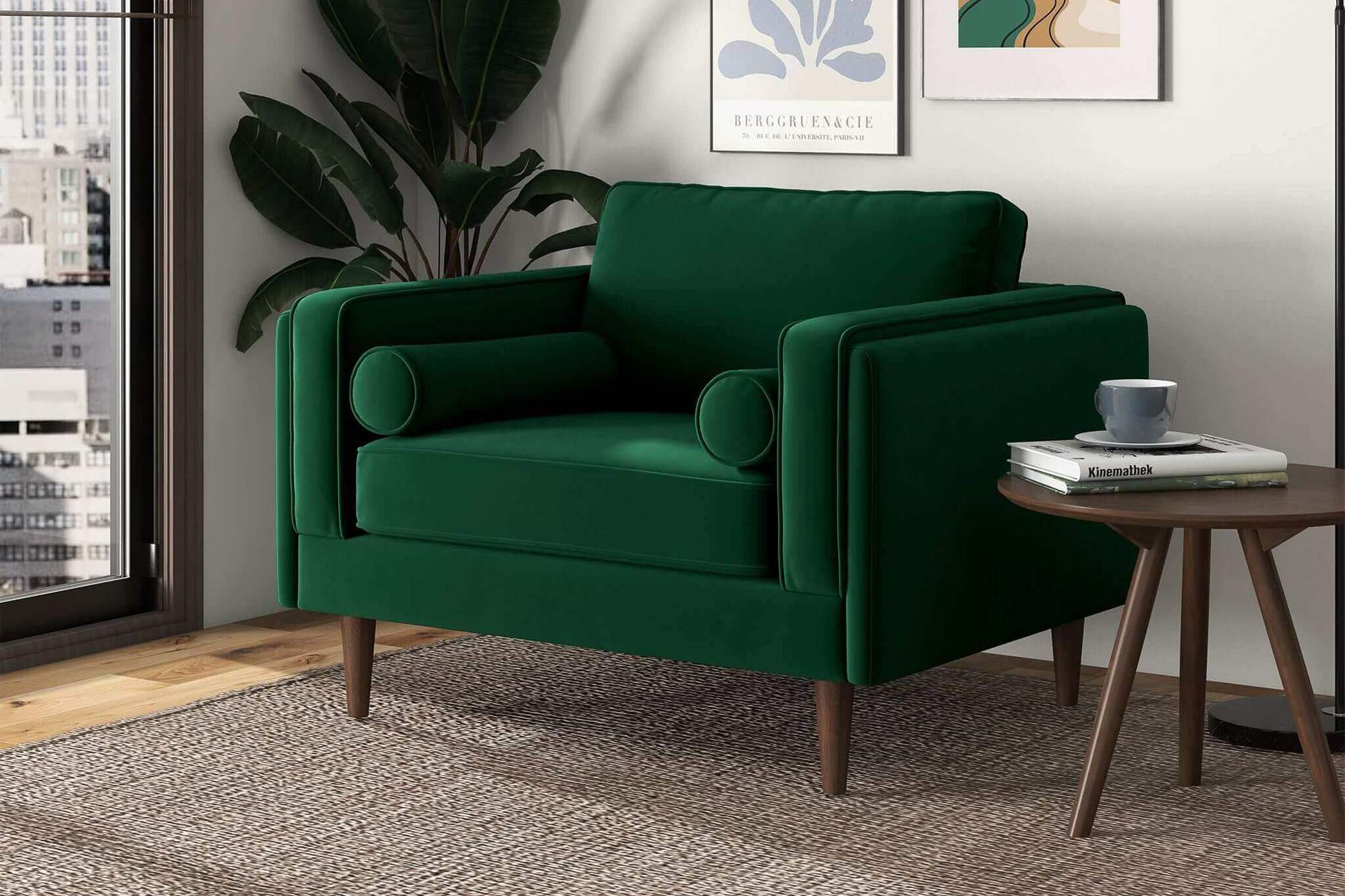 Ashcroft™ Amber Velvet Lounge Chair - Dark Green