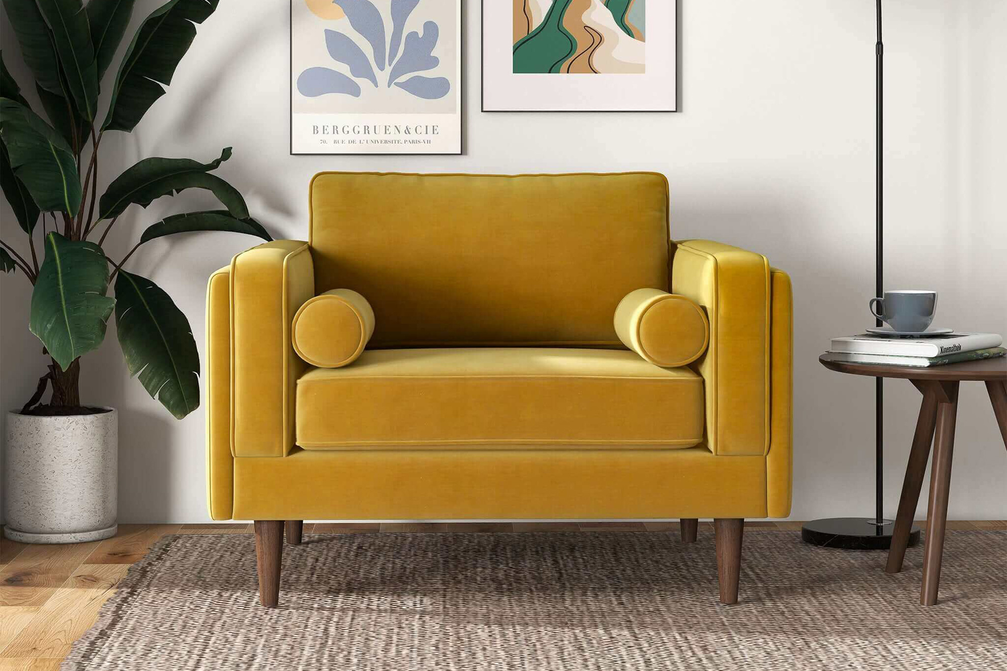 Ashcroft™ Amber Velvet Lounge Chair - Dark Yellow