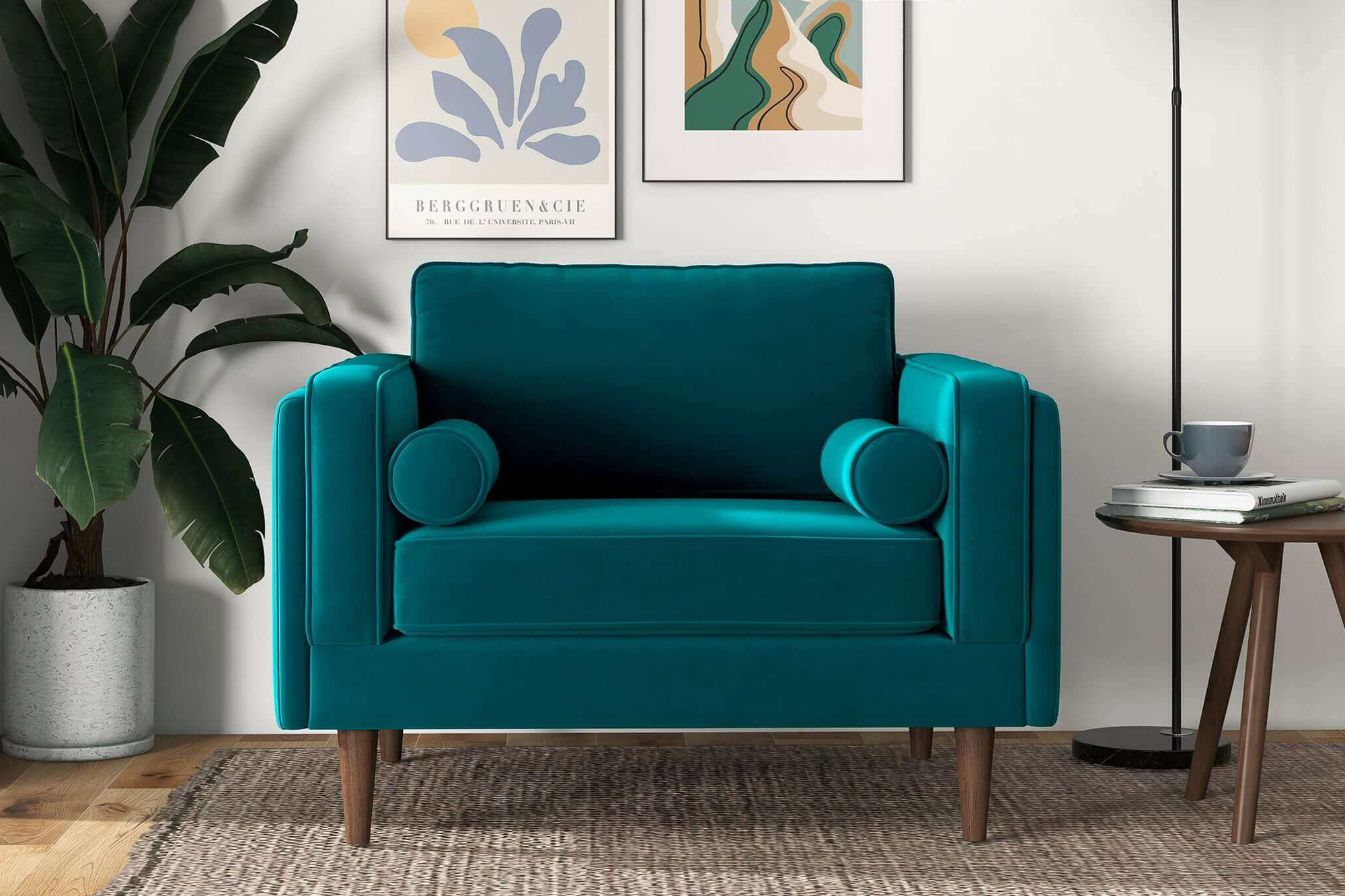 Ashcroft™ Amber Velvet Lounge Chair - Teal