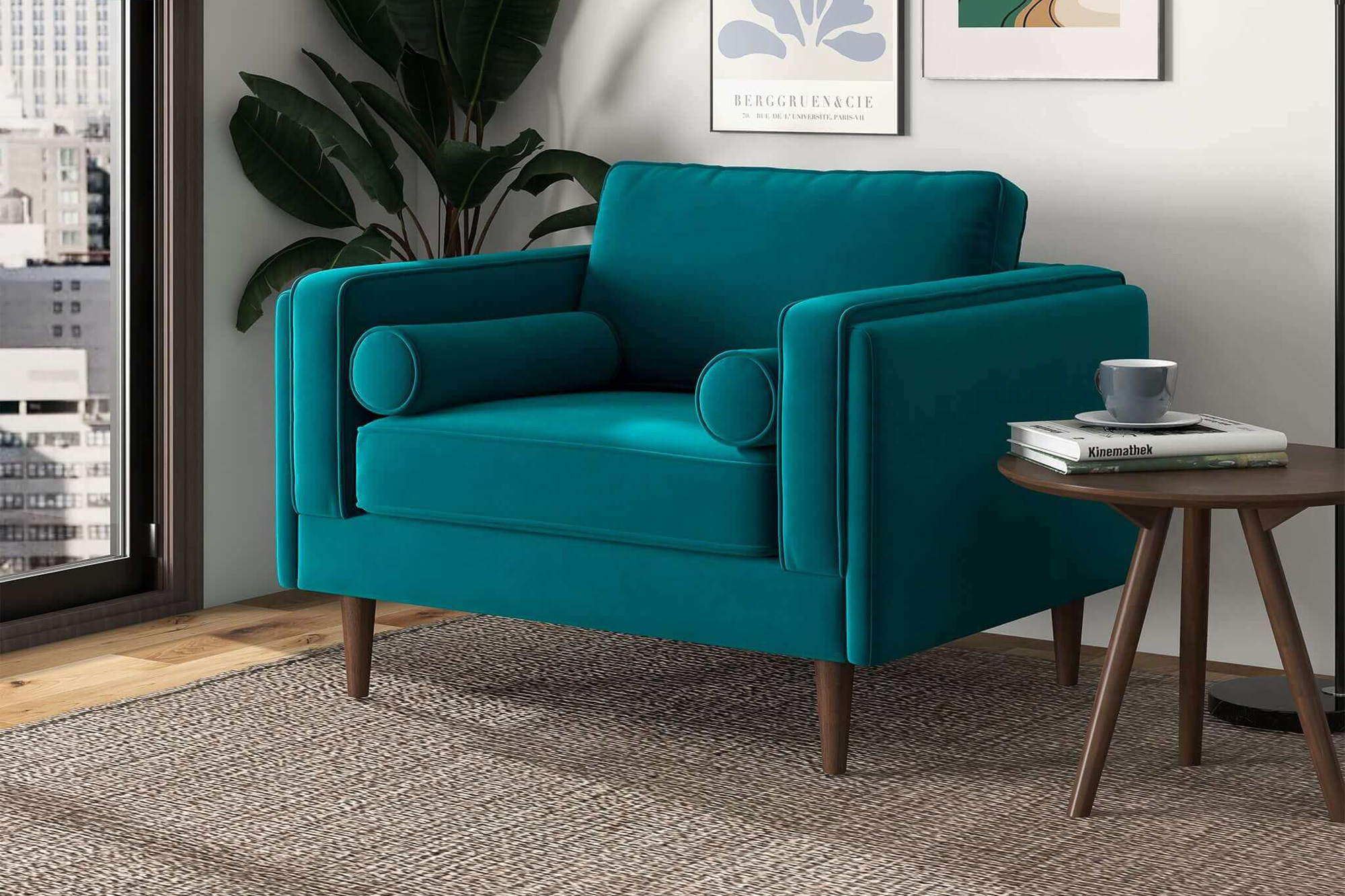 Ashcroft™ Amber Velvet Lounge Chair - Teal