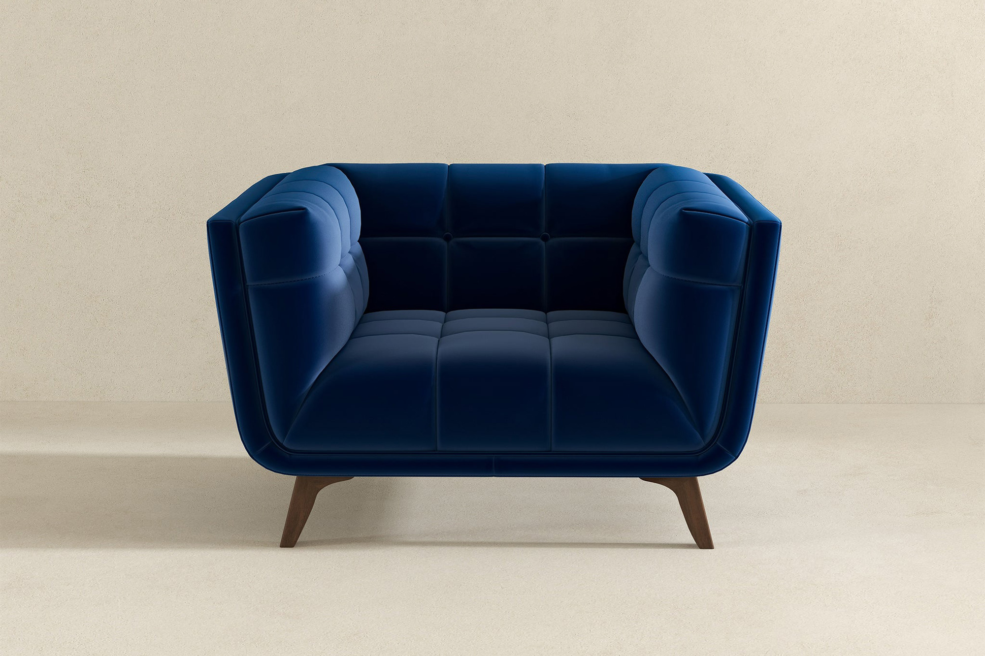 Ashcroft™ Addison Mid-Century Modern Velvet Lounge Chair - Dark Blue